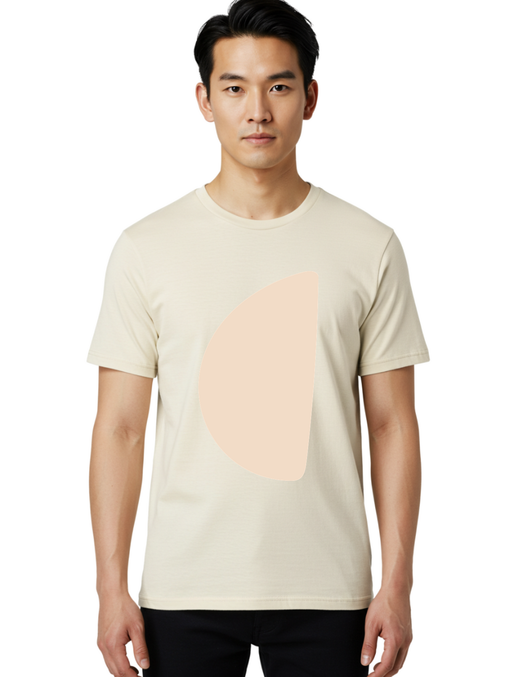Tan-Semicircle Men'S Graphic Tee, 100% Cotton, Comfortable Casual Summer Wear, Machine Washable, Pale Pink Semicircle, Minimalist Design, Simple Shape, Abstract Art, Modern Graphic, Soft Colors, Geometric Form Aae058