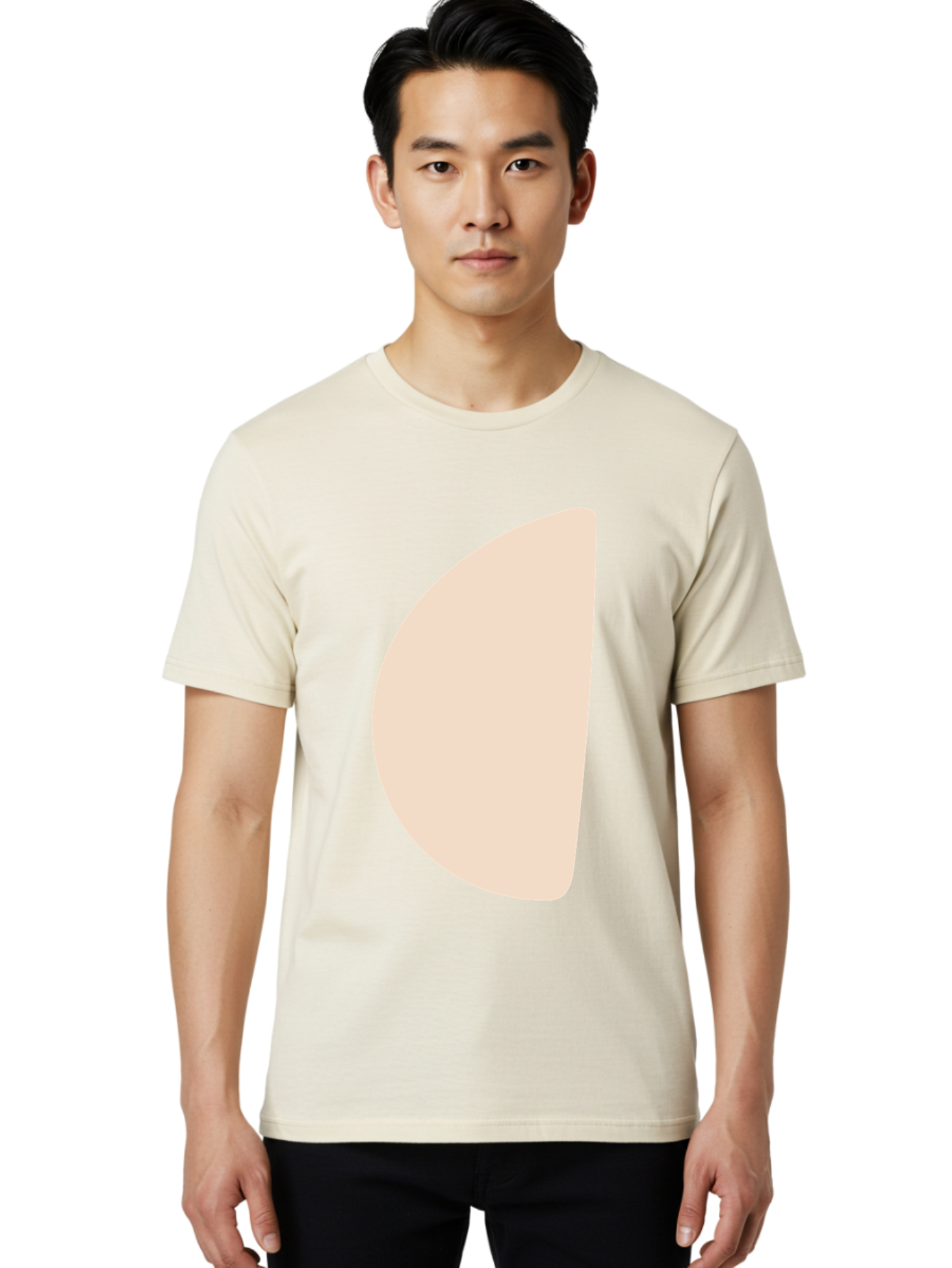 Tan-Semicircle Men'S Graphic Tee, 100% Cotton, Comfortable Casual Summer Wear, Machine Washable, Pale Pink Semicircle, Minimalist Design, Simple Shape, Abstract Art, Modern Graphic, Soft Colors, Geometric Form Aae058