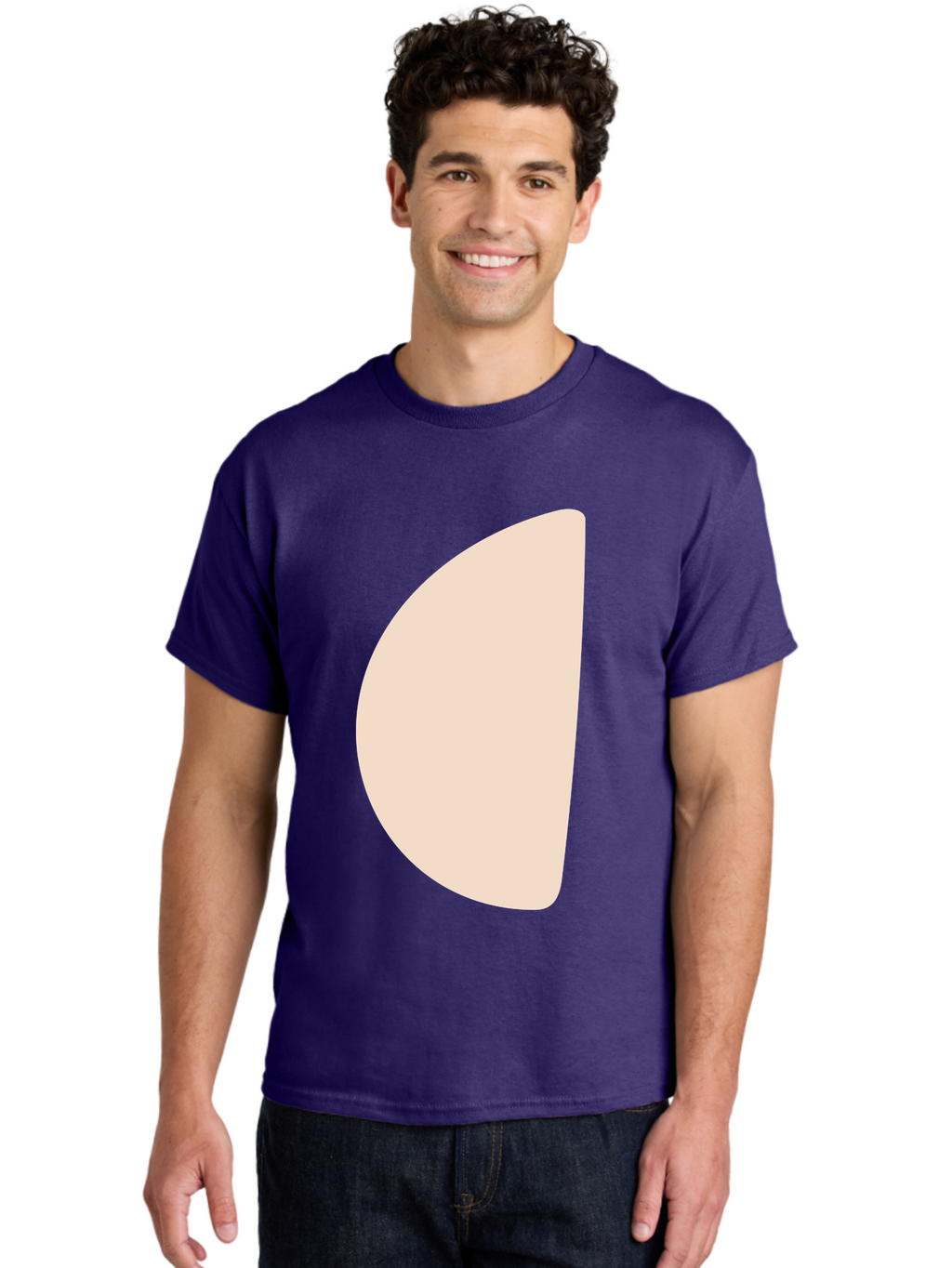 Tan-Semicircle Men'S Graphic Tee, 100% Cotton, Comfortable Casual Summer Wear, Machine Washable, Pale Pink Semicircle, Minimalist Design, Simple Shape, Abstract Art, Modern Graphic, Soft Colors, Geometric Form Aae058