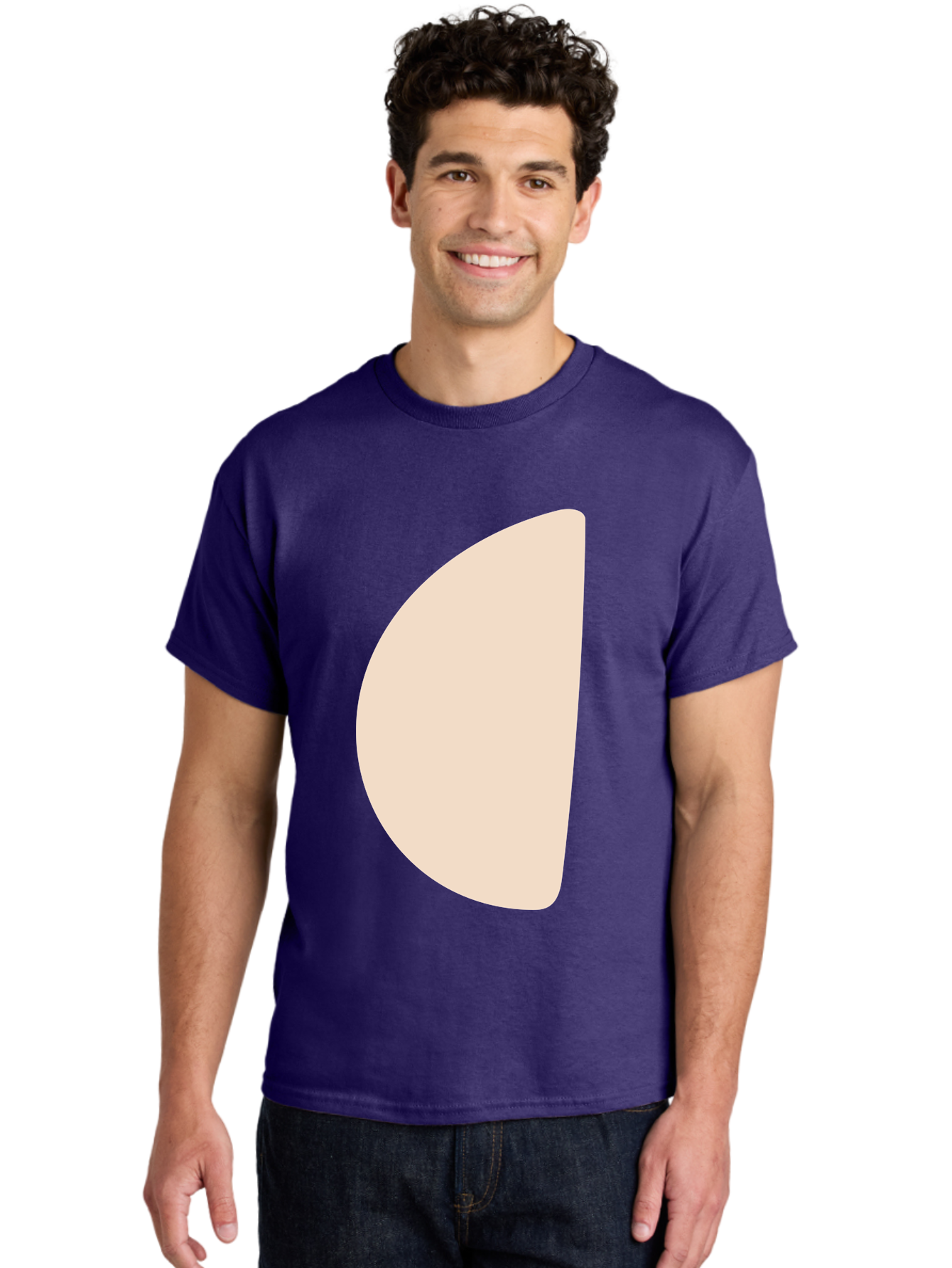 Tan-Semicircle Men'S Graphic Tee, 100% Cotton, Comfortable Casual Summer Wear, Machine Washable, Pale Pink Semicircle, Minimalist Design, Simple Shape, Abstract Art, Modern Graphic, Soft Colors, Geometric Form Aae058