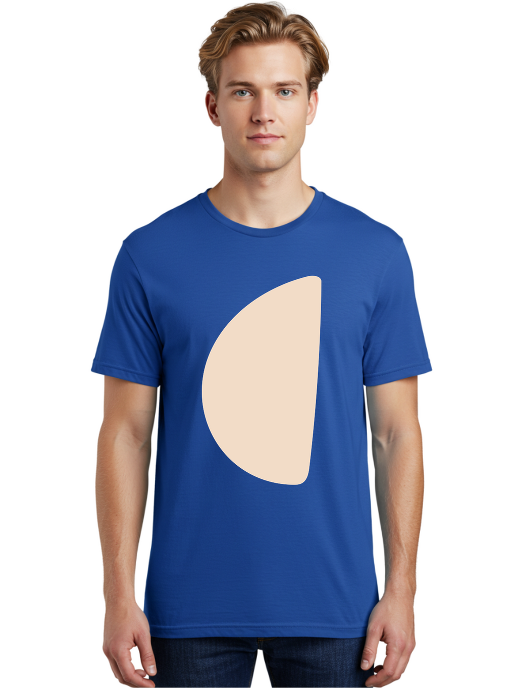 Tan-Semicircle Men'S Graphic Tee, 100% Cotton, Comfortable Casual Summer Wear, Machine Washable, Pale Pink Semicircle, Minimalist Design, Simple Shape, Abstract Art, Modern Graphic, Soft Colors, Geometric Form Aae058
