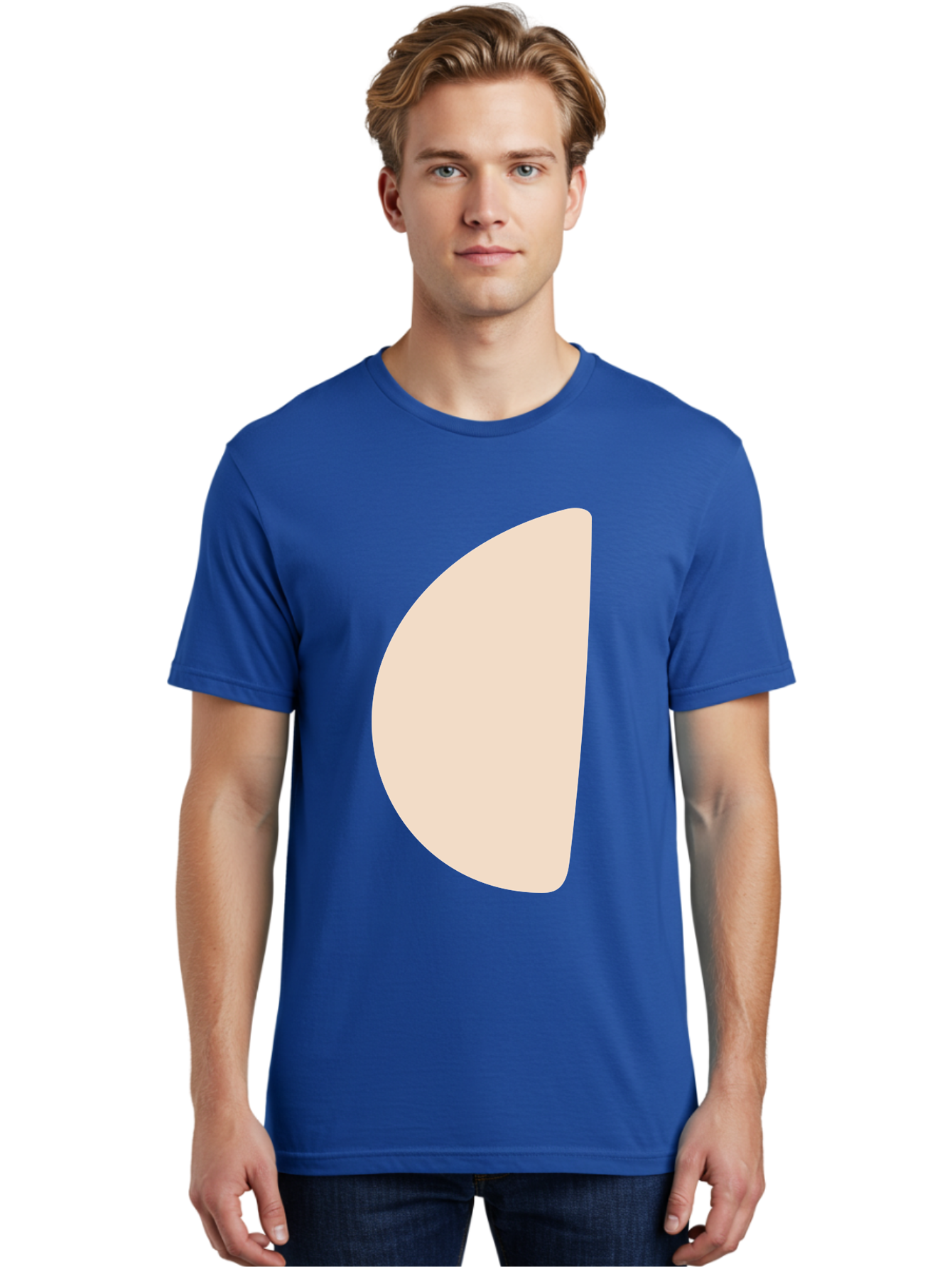 Tan-Semicircle Men'S Graphic Tee, 100% Cotton, Comfortable Casual Summer Wear, Machine Washable, Pale Pink Semicircle, Minimalist Design, Simple Shape, Abstract Art, Modern Graphic, Soft Colors, Geometric Form Aae058
