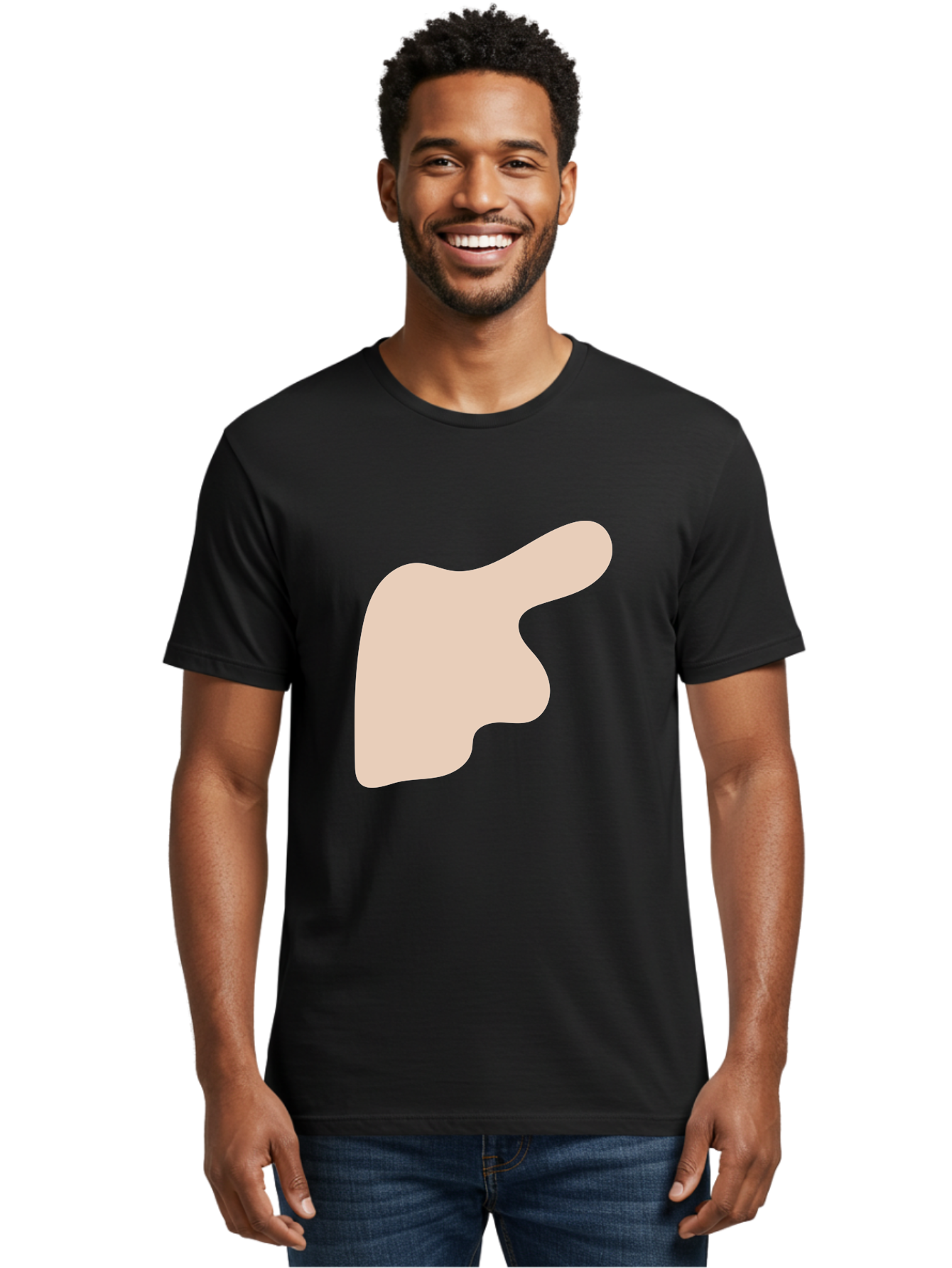 Thumbs-Up Men'S Graphic Tee, 100% Cotton, Comfortable Casual Summer Wear, Machine Washable, Thumbs Up Gesture, Approval Symbol, Positive Feedback, Like Button, Hand Gesture, Social Media Icon, Beige Shape Aae060