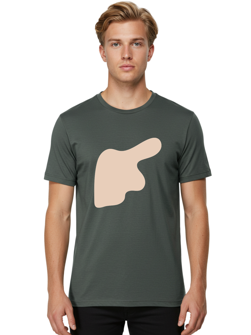 Thumbs-Up Men'S Graphic Tee, 100% Cotton, Comfortable Casual Summer Wear, Machine Washable, Thumbs Up Gesture, Approval Symbol, Positive Feedback, Like Button, Hand Gesture, Social Media Icon, Beige Shape Aae060