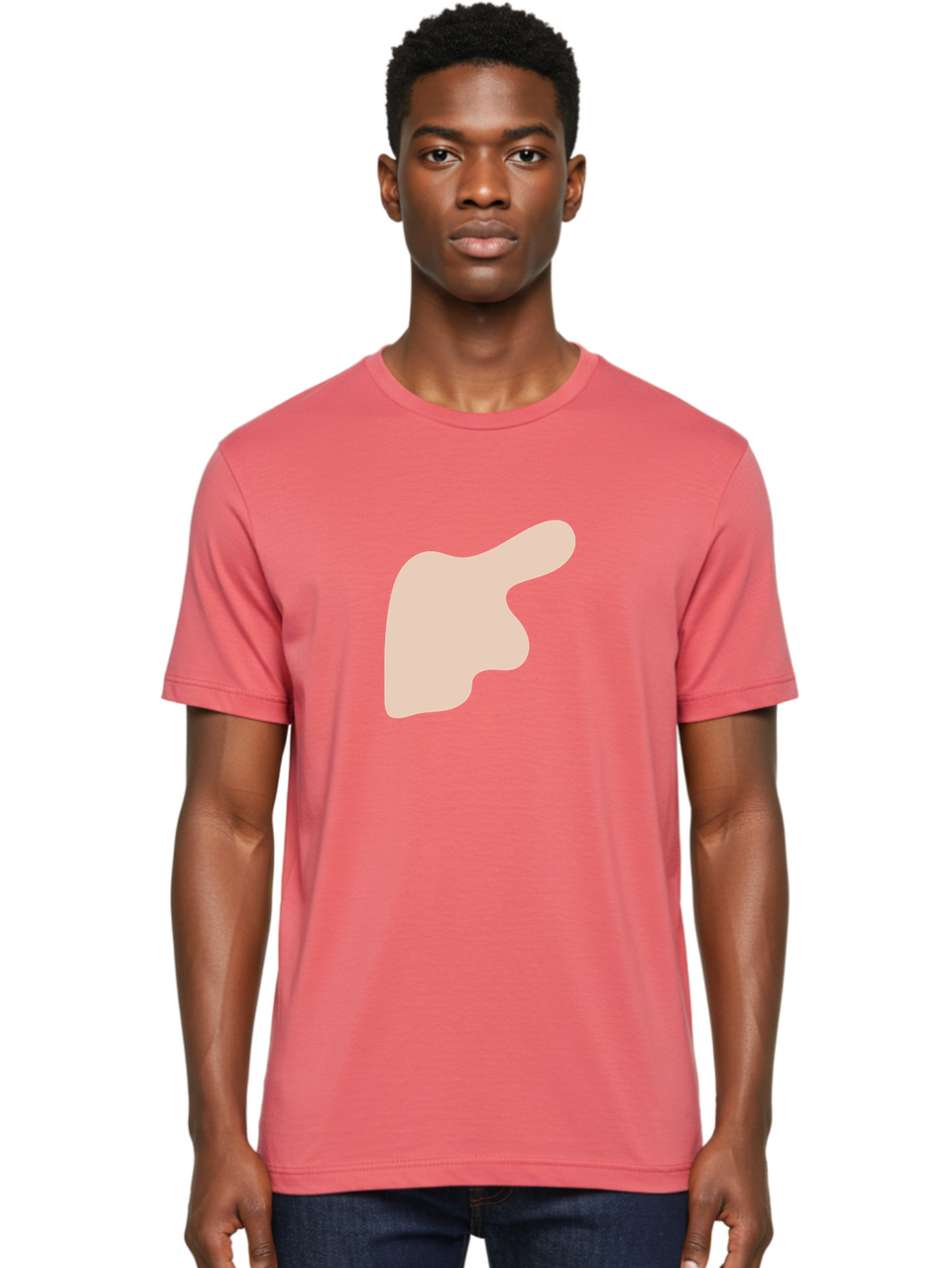 Thumbs-Up Men'S Graphic Tee, 100% Cotton, Comfortable Casual Summer Wear, Machine Washable, Thumbs Up Gesture, Approval Symbol, Positive Feedback, Like Button, Hand Gesture, Social Media Icon, Beige Shape Aae060
