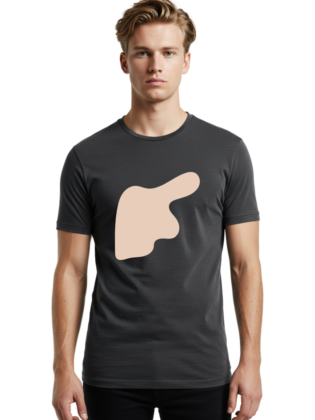 Thumbs-Up Men'S Graphic Tee, 100% Cotton, Comfortable Casual Summer Wear, Machine Washable, Thumbs Up Gesture, Approval Symbol, Positive Feedback, Like Button, Hand Gesture, Social Media Icon, Beige Shape Aae060