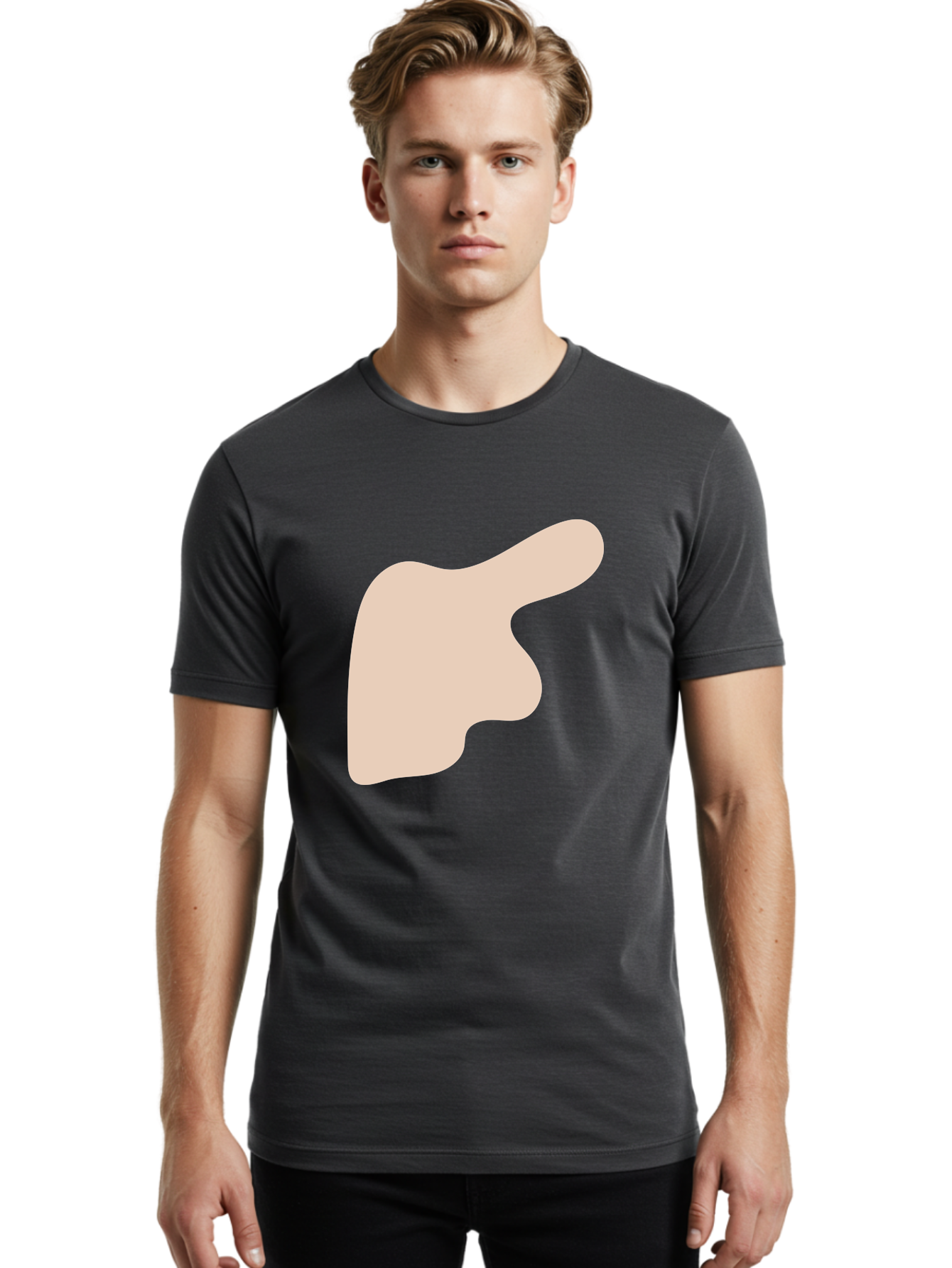 Thumbs-Up Men'S Graphic Tee, 100% Cotton, Comfortable Casual Summer Wear, Machine Washable, Thumbs Up Gesture, Approval Symbol, Positive Feedback, Like Button, Hand Gesture, Social Media Icon, Beige Shape Aae060