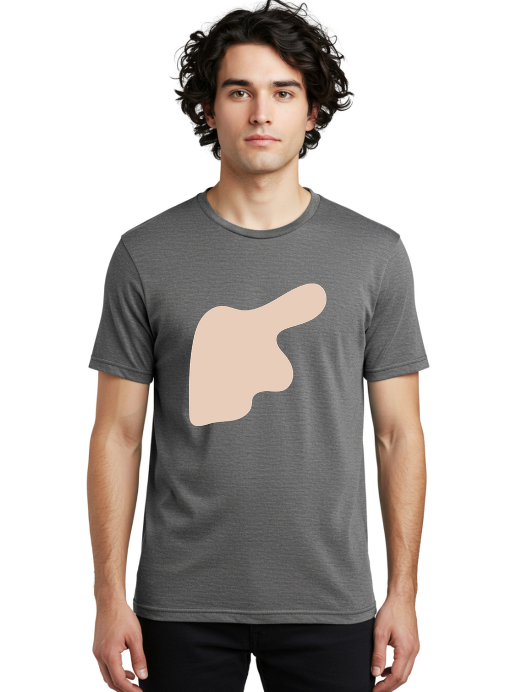 Thumbs-Up Men'S Graphic Tee, 100% Cotton, Comfortable Casual Summer Wear, Machine Washable, Thumbs Up Gesture, Approval Symbol, Positive Feedback, Like Button, Hand Gesture, Social Media Icon, Beige Shape Aae060