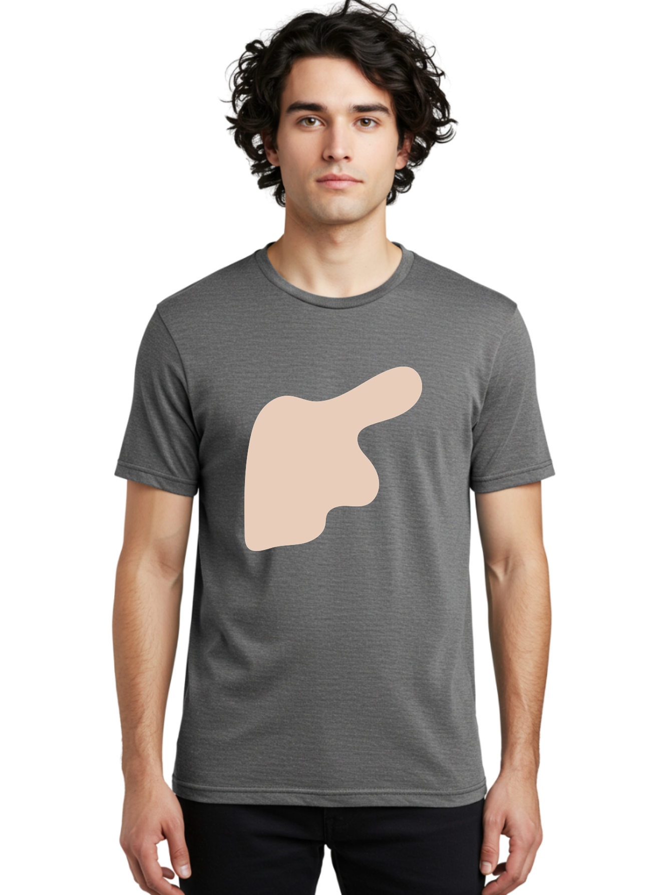 Thumbs-Up Men'S Graphic Tee, 100% Cotton, Comfortable Casual Summer Wear, Machine Washable, Thumbs Up Gesture, Approval Symbol, Positive Feedback, Like Button, Hand Gesture, Social Media Icon, Beige Shape Aae060