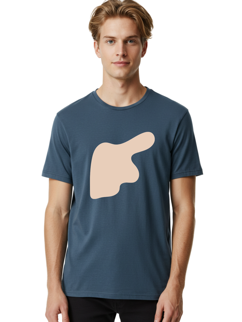 Thumbs-Up Men'S Graphic Tee, 100% Cotton, Comfortable Casual Summer Wear, Machine Washable, Thumbs Up Gesture, Approval Symbol, Positive Feedback, Like Button, Hand Gesture, Social Media Icon, Beige Shape Aae060