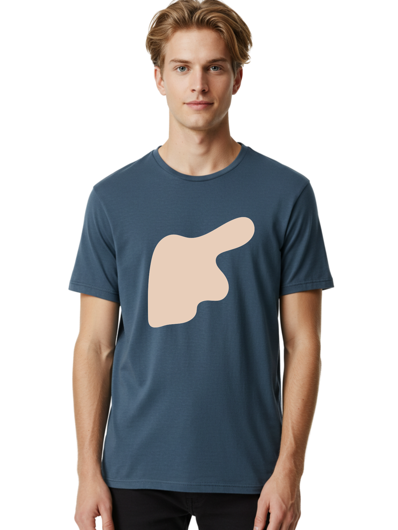 Thumbs-Up Men'S Graphic Tee, 100% Cotton, Comfortable Casual Summer Wear, Machine Washable, Thumbs Up Gesture, Approval Symbol, Positive Feedback, Like Button, Hand Gesture, Social Media Icon, Beige Shape Aae060