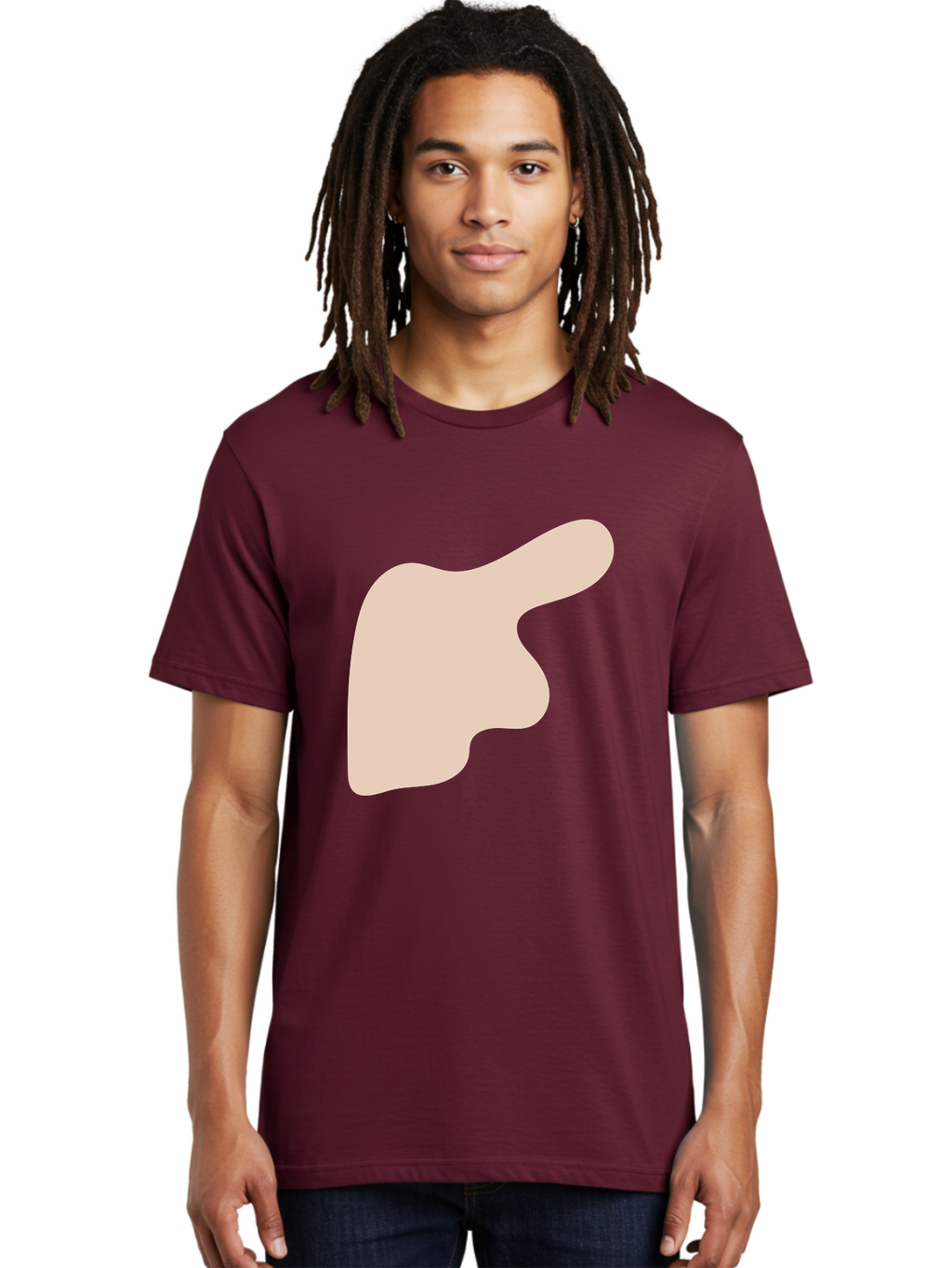 Thumbs-Up Men'S Graphic Tee, 100% Cotton, Comfortable Casual Summer Wear, Machine Washable, Thumbs Up Gesture, Approval Symbol, Positive Feedback, Like Button, Hand Gesture, Social Media Icon, Beige Shape Aae060