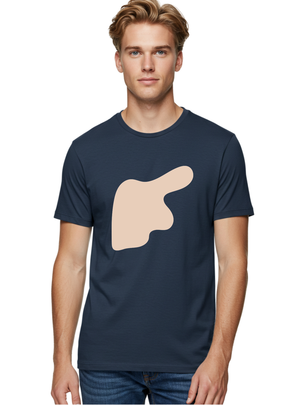 Thumbs-Up Men'S Graphic Tee, 100% Cotton, Comfortable Casual Summer Wear, Machine Washable, Thumbs Up Gesture, Approval Symbol, Positive Feedback, Like Button, Hand Gesture, Social Media Icon, Beige Shape Aae060