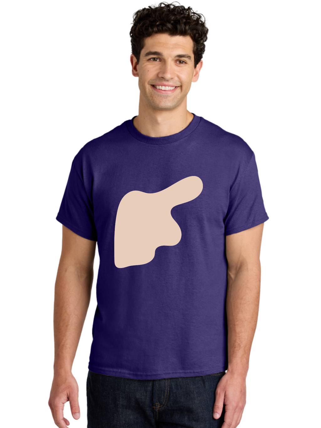 Thumbs-Up Men'S Graphic Tee, 100% Cotton, Comfortable Casual Summer Wear, Machine Washable, Thumbs Up Gesture, Approval Symbol, Positive Feedback, Like Button, Hand Gesture, Social Media Icon, Beige Shape Aae060