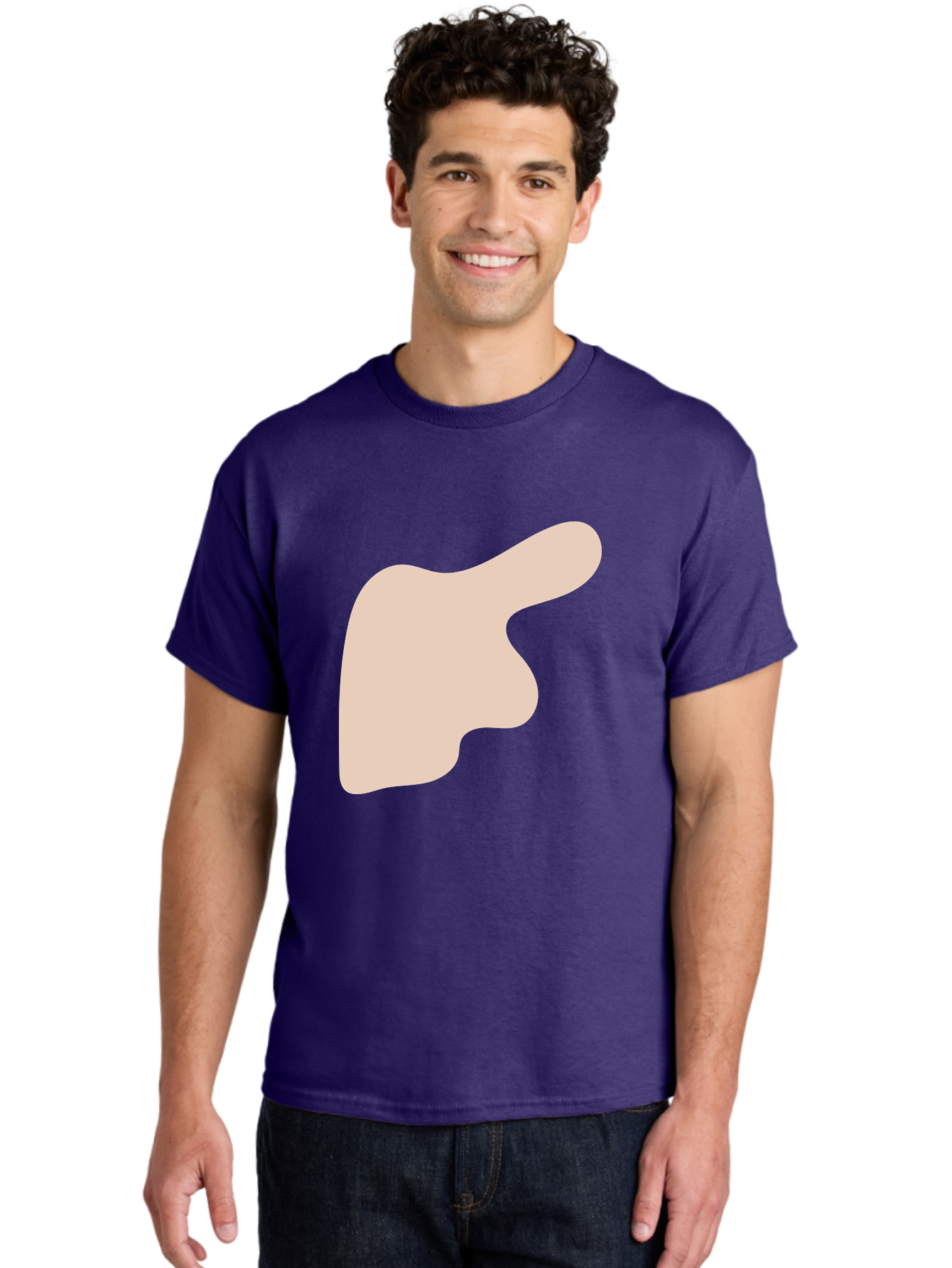 Thumbs-Up Men'S Graphic Tee, 100% Cotton, Comfortable Casual Summer Wear, Machine Washable, Thumbs Up Gesture, Approval Symbol, Positive Feedback, Like Button, Hand Gesture, Social Media Icon, Beige Shape Aae060