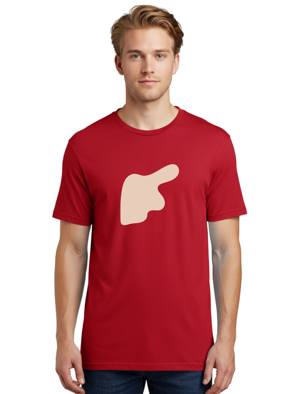 Thumbs-Up Men'S Graphic Tee, 100% Cotton, Comfortable Casual Summer Wear, Machine Washable, Thumbs Up Gesture, Approval Symbol, Positive Feedback, Like Button, Hand Gesture, Social Media Icon, Beige Shape Aae060