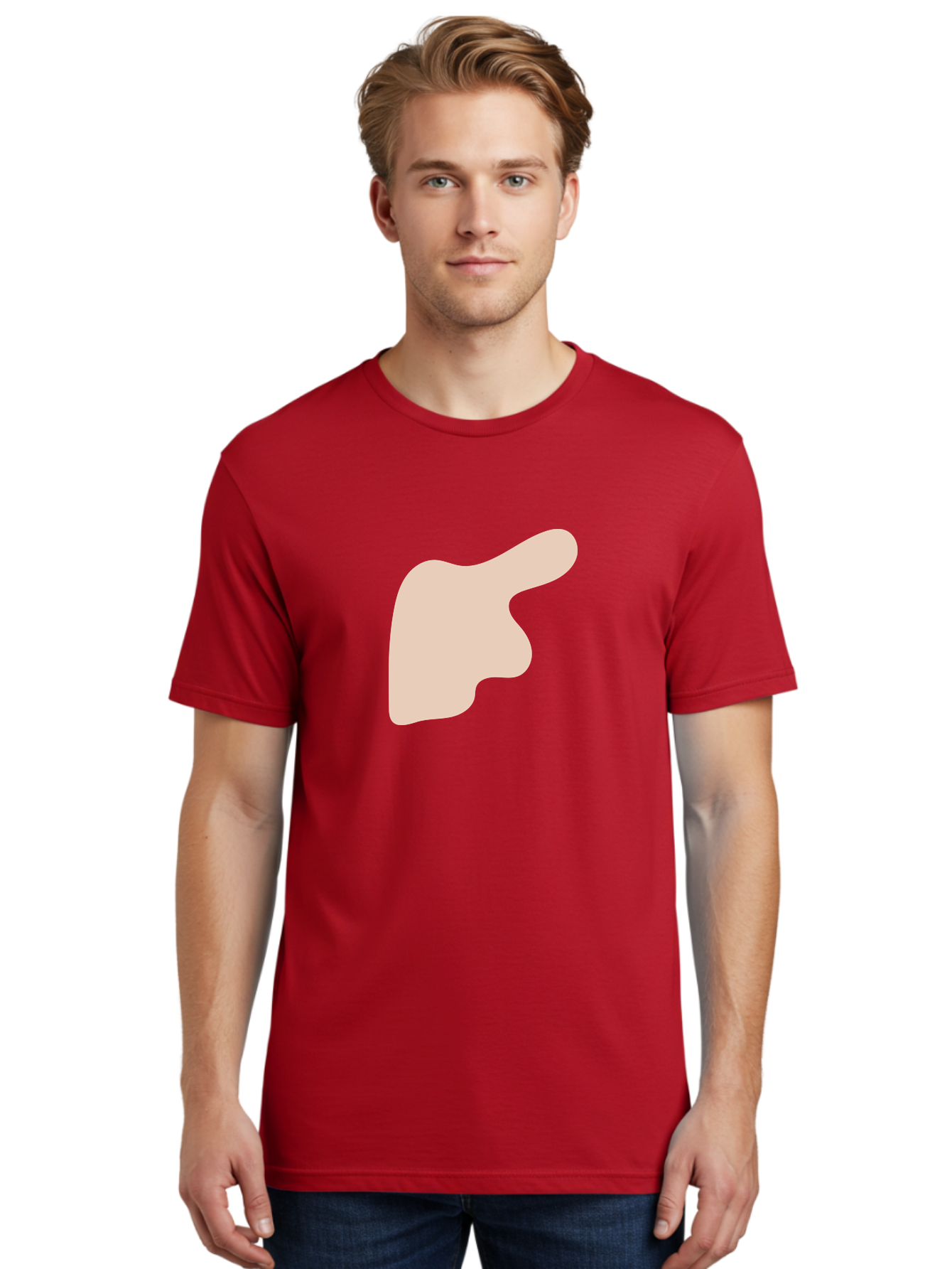 Thumbs-Up Men'S Graphic Tee, 100% Cotton, Comfortable Casual Summer Wear, Machine Washable, Thumbs Up Gesture, Approval Symbol, Positive Feedback, Like Button, Hand Gesture, Social Media Icon, Beige Shape Aae060