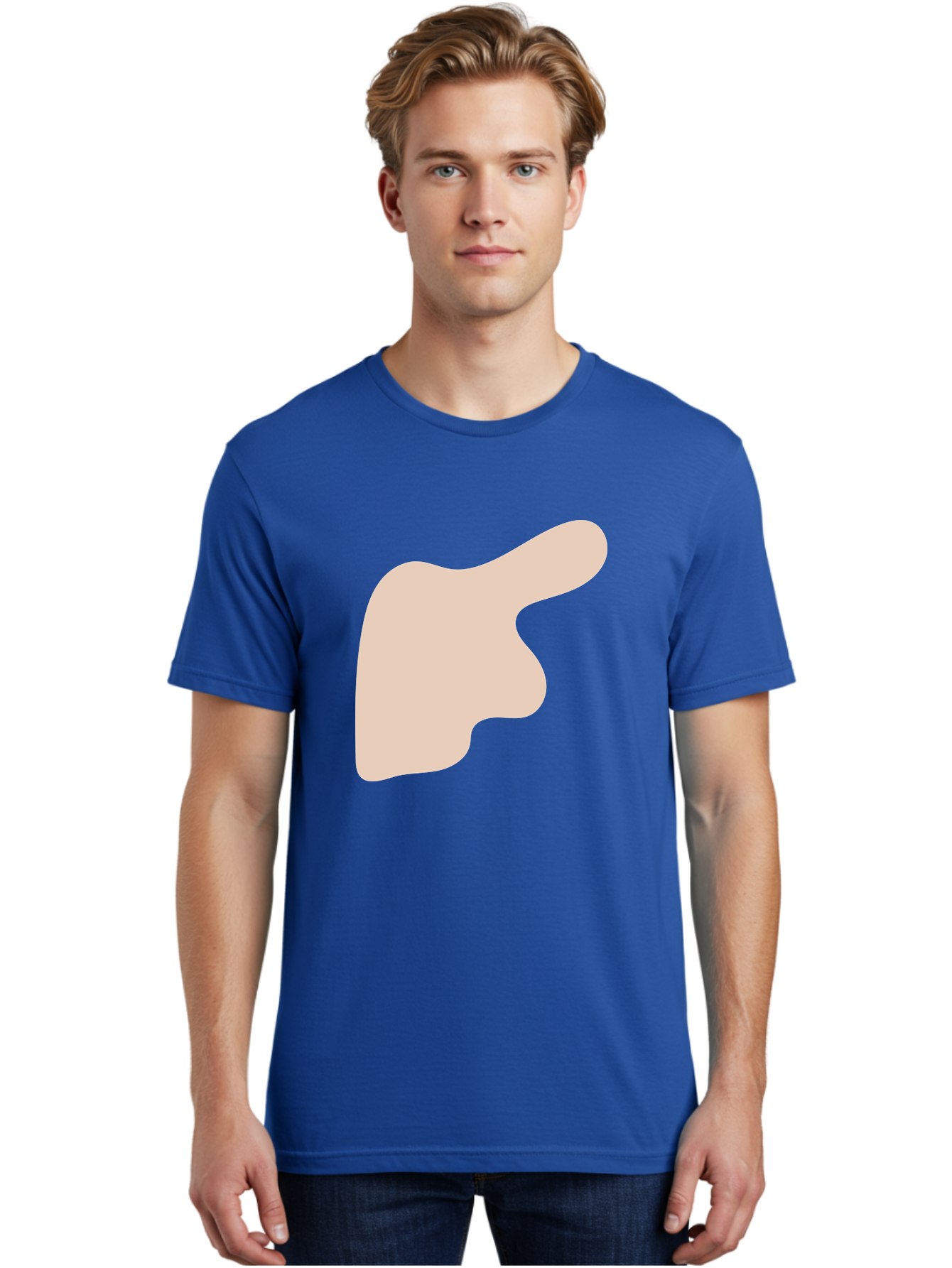Thumbs-Up Men'S Graphic Tee, 100% Cotton, Comfortable Casual Summer Wear, Machine Washable, Thumbs Up Gesture, Approval Symbol, Positive Feedback, Like Button, Hand Gesture, Social Media Icon, Beige Shape Aae060