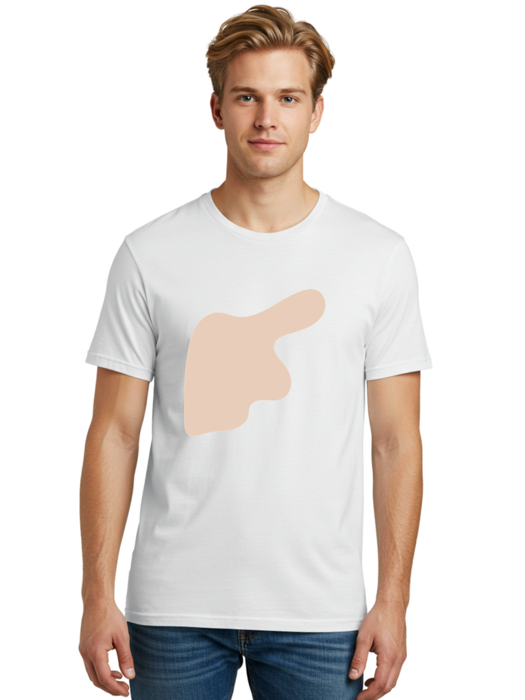 Thumbs-Up Men'S Graphic Tee, 100% Cotton, Comfortable Casual Summer Wear, Machine Washable, Thumbs Up Gesture, Approval Symbol, Positive Feedback, Like Button, Hand Gesture, Social Media Icon, Beige Shape Aae060