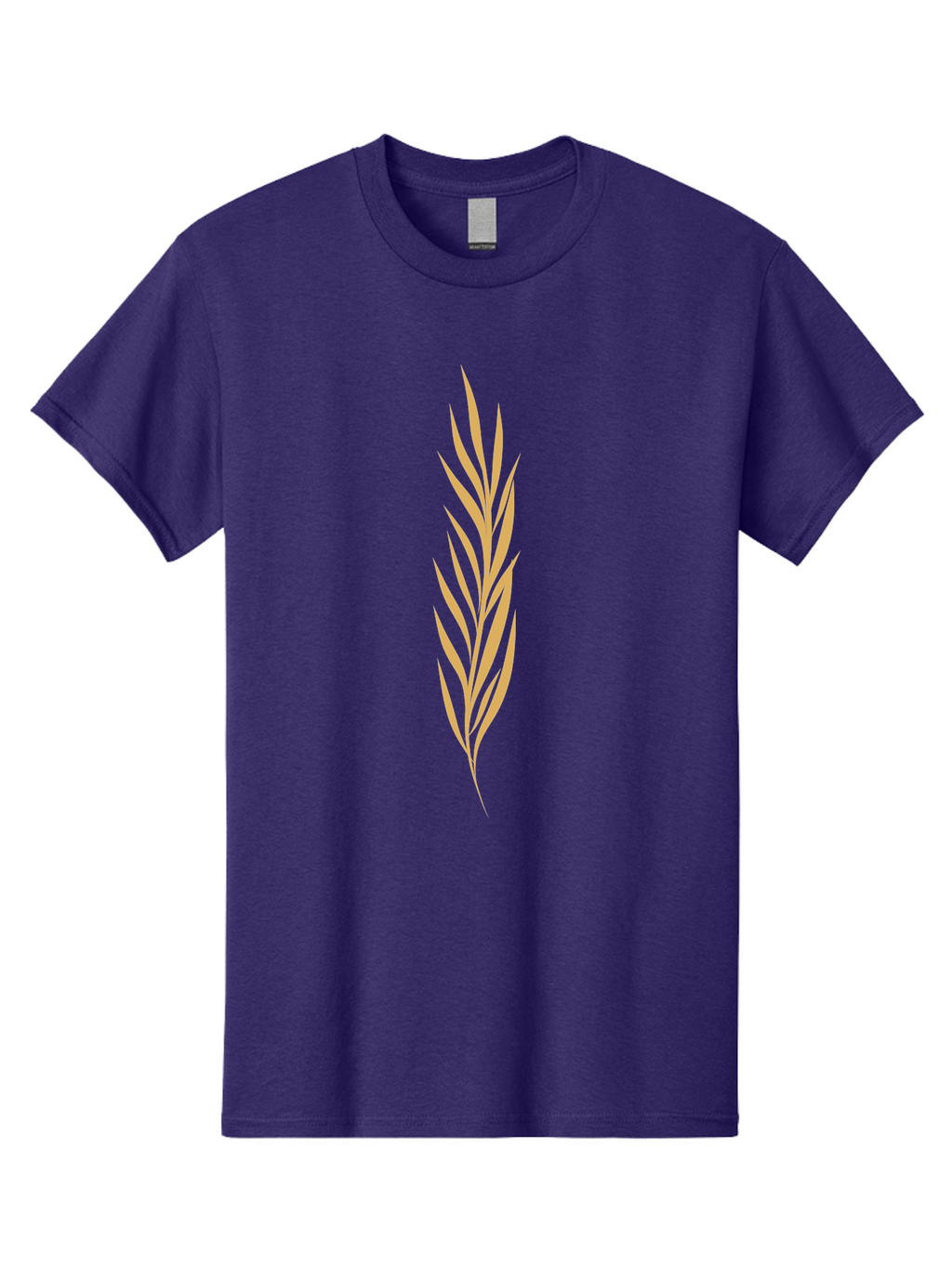 Wheat Men'S Graphic Tee, 100% Cotton, Comfortable Casual Summer Wear, Machine Washable, Palm Frond, Tropical Leaf, Minimalist Design, Simple Graphics, Beige Colors, Symmetrical Shape, Abstract Art Aae061