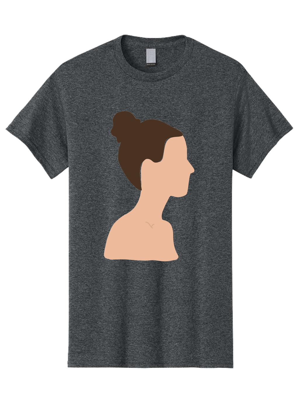 Woman-Profile-1 Men'S Graphic Tee, 100% Cotton, Comfortable Casual Summer Wear, Machine Washable, Woman Profile, Minimalist Portrait, Simple Illustration, Dark Hair, Bun Hairstyle, Featureless Face, Bare Shoulders, Clean Design, Modern Art Aae064
