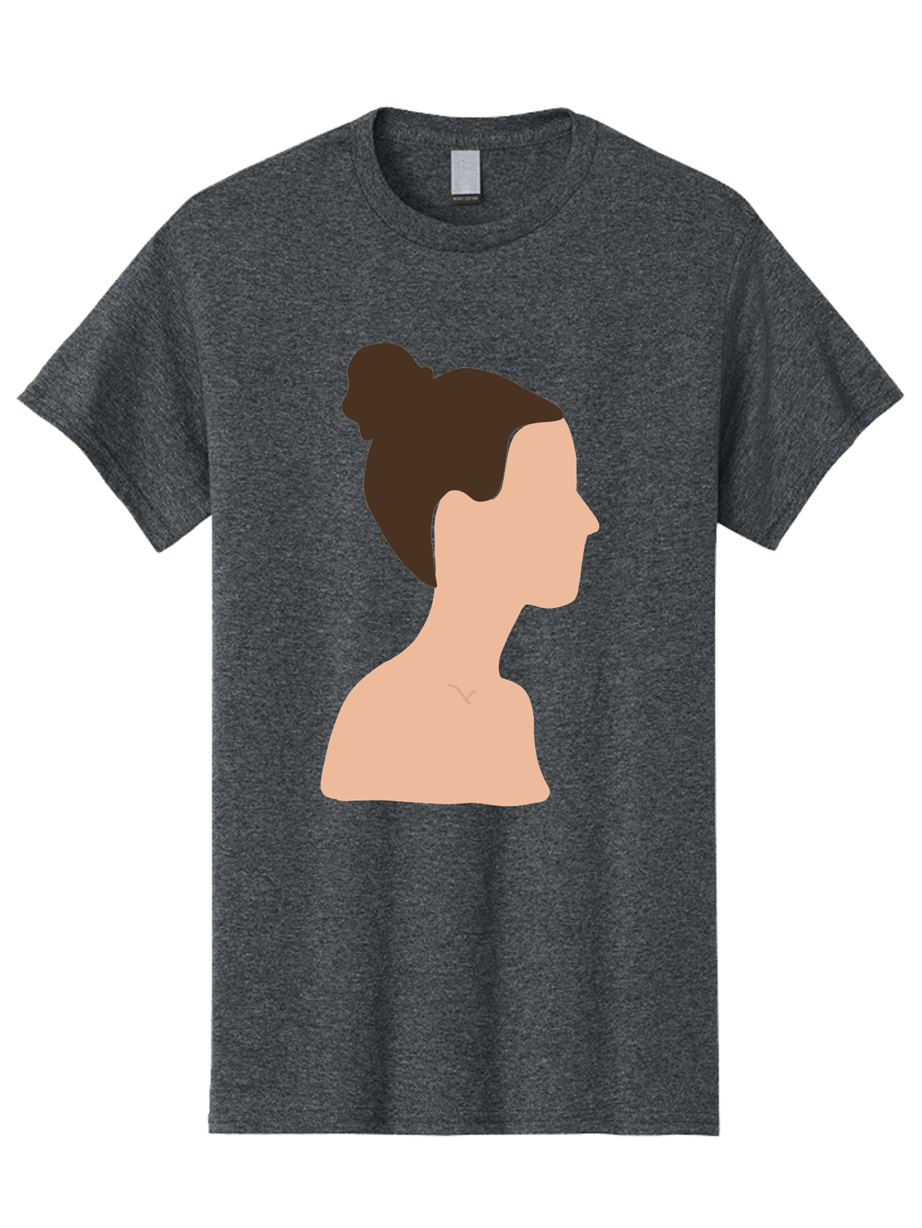 Woman-Profile-1 Men'S Graphic Tee, 100% Cotton, Comfortable Casual Summer Wear, Machine Washable, Woman Profile, Minimalist Portrait, Simple Illustration, Dark Hair, Bun Hairstyle, Featureless Face, Bare Shoulders, Clean Design, Modern Art Aae064