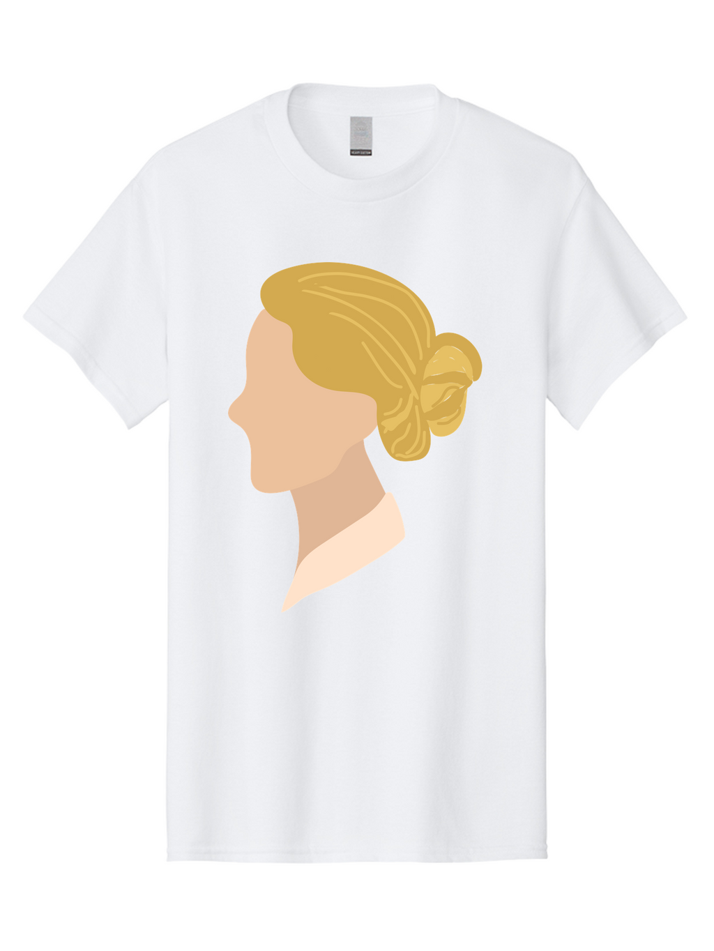 Woman-Profile Men'S Graphic Tee, 100% Cotton, Comfortable Casual Summer Wear, Machine Washable, Blonde Woman, Side Profile, Minimalist Design, Clean Lines, Simple Shapes, Elegant Hairstyle, Professional Illustration, Modern Art, Female Profile Aae065