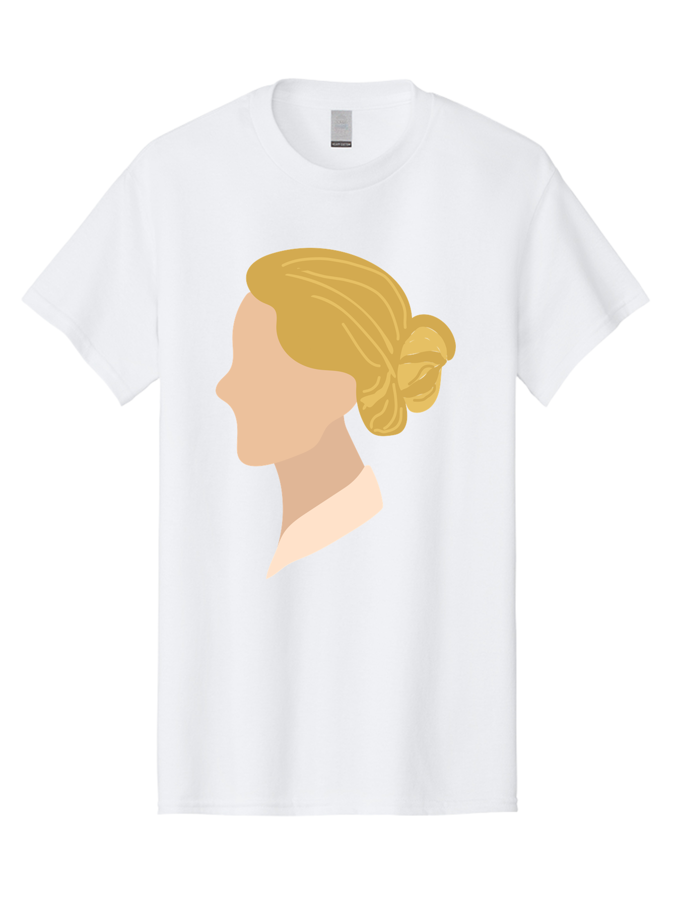 Woman-Profile Men'S Graphic Tee, 100% Cotton, Comfortable Casual Summer Wear, Machine Washable, Blonde Woman, Side Profile, Minimalist Design, Clean Lines, Simple Shapes, Elegant Hairstyle, Professional Illustration, Modern Art, Female Profile Aae065