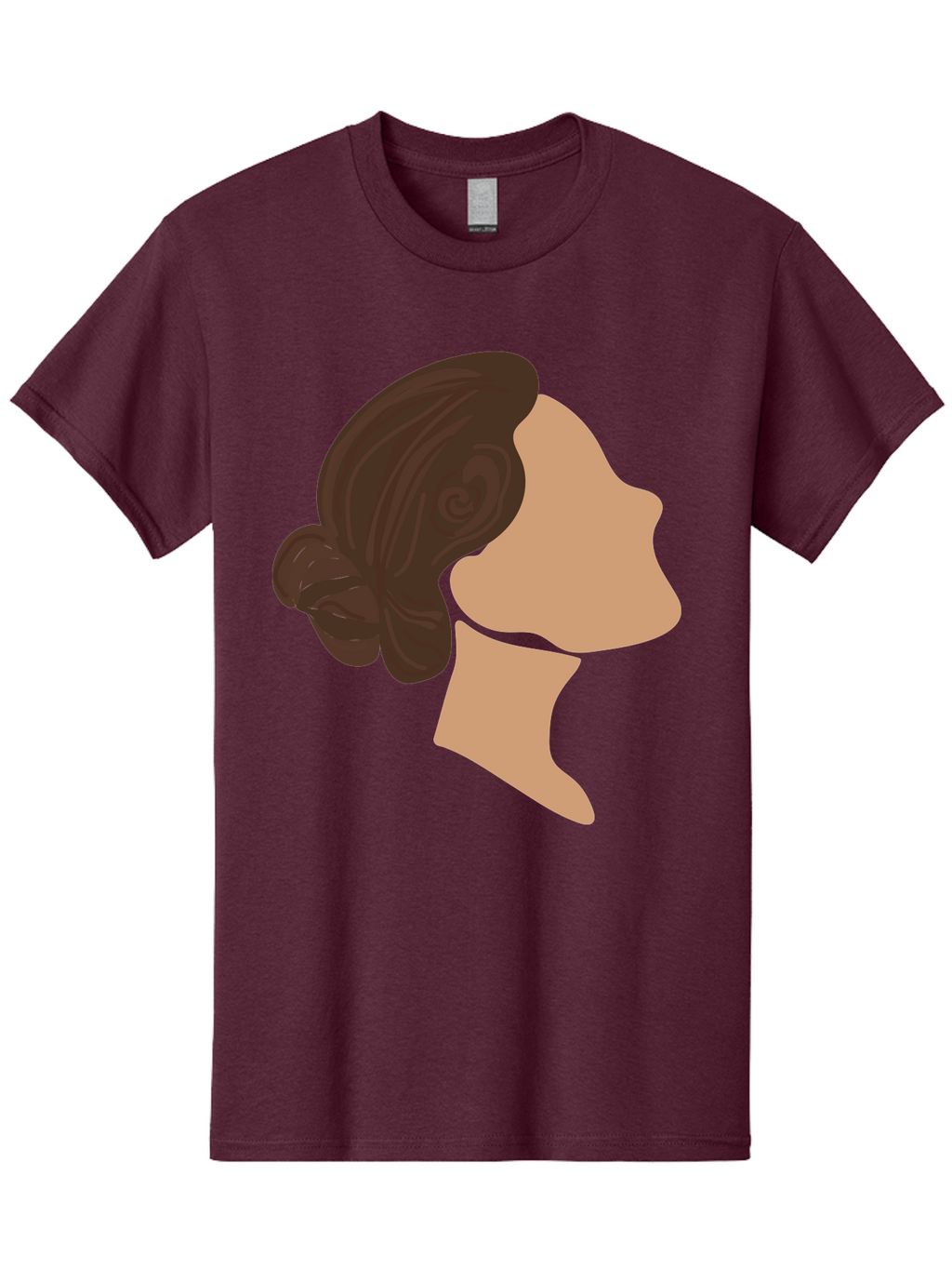 Woman-S-Profile Men'S Graphic Tee, 100% Cotton, Comfortable Casual Summer Wear, Machine Washable, Woman'S Silhouette, Profile View, Brunette Hair, Elegant Hairstyle, Simple Design, Minimalist Art, Female Figure Aae066