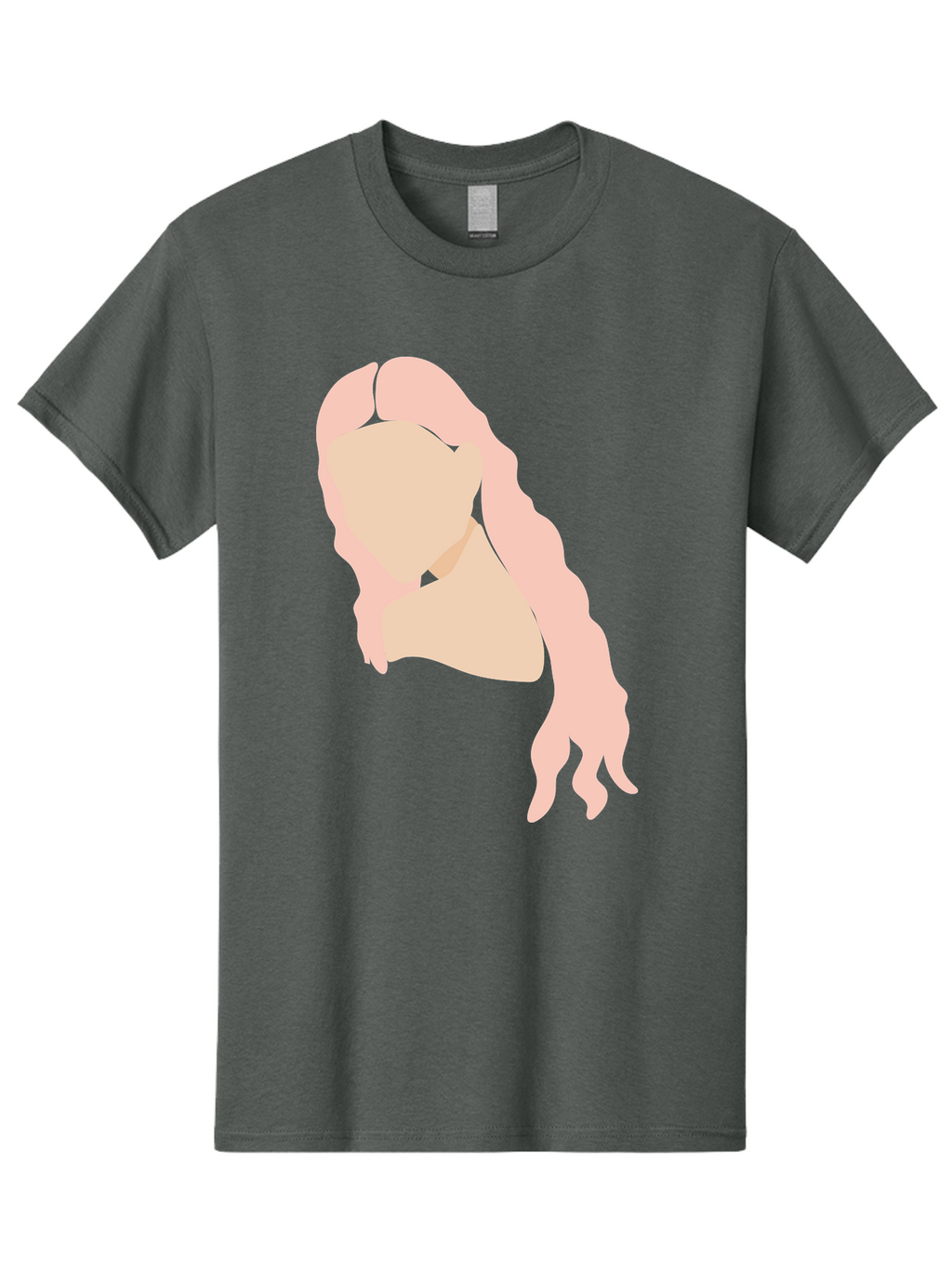 Woman-Silhouette Men'S Graphic Tee, 100% Cotton, Comfortable Casual Summer Wear, Machine Washable, Woman Portrait, Pink Silhouette, Wavy Hair, Minimalist Design, Modern Art, Portrait Illustration, Soft Pink Tones, Simple Shapes Aae067