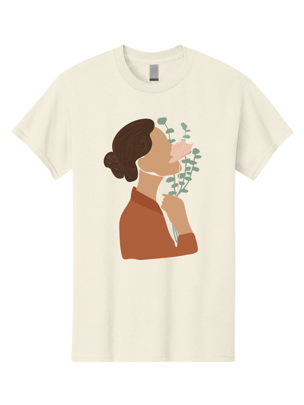 Woman-Smelling-Flower Men'S Graphic Tee, 100% Cotton, Comfortable Casual Summer Wear, Machine Washable, Woman Smelling Flowers, Blooming Flowers, Floral Scent, Serene Atmosphere, Gentle Gesture, Digital Illustration, Modern Art, Aae068