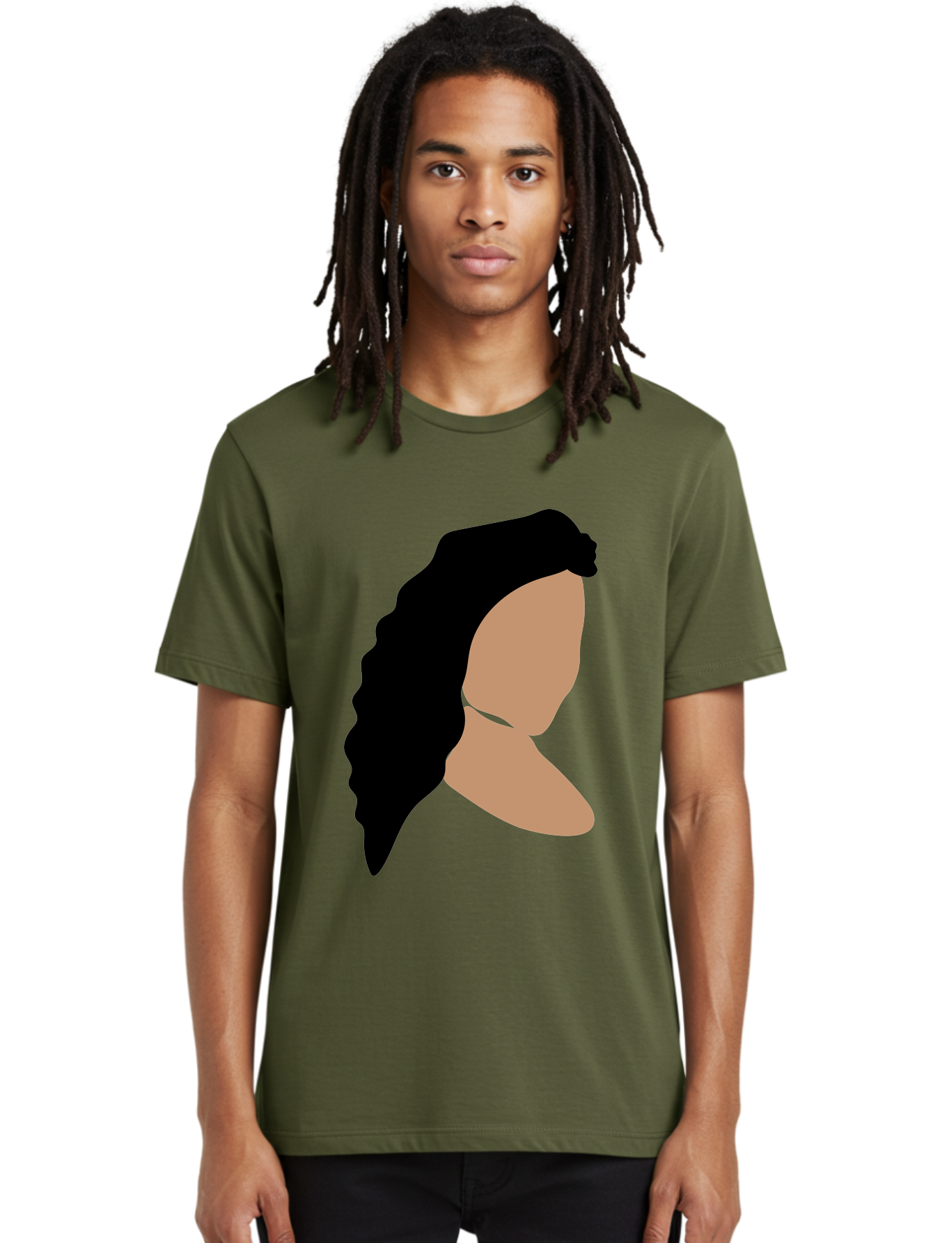 Woman-With-Faceless-Profile Men'S Graphic Tee, 100% Cotton, Comfortable Casual Summer Wear, Machine Washable, Woman With Long Hair, Female Profile, Abstract Portrait, Minimalist Design, Modern Art, Digital Illustration, Simple Shapes, Aae071