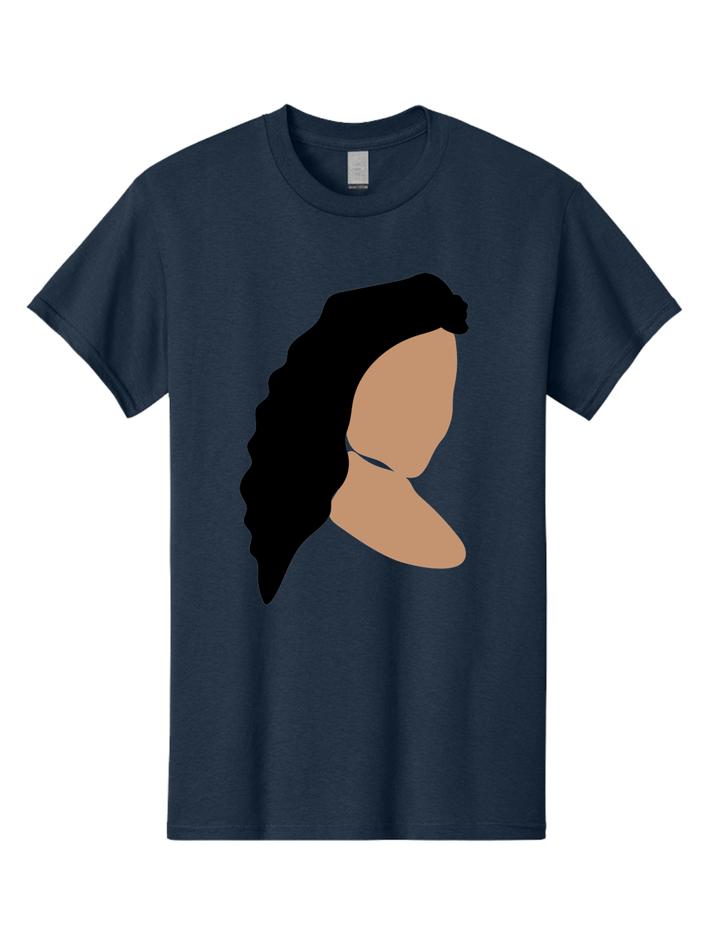 Woman-With-Faceless-Profile Men'S Graphic Tee, 100% Cotton, Comfortable Casual Summer Wear, Machine Washable, Woman With Long Hair, Female Profile, Abstract Portrait, Minimalist Design, Modern Art, Digital Illustration, Simple Shapes, Aae071