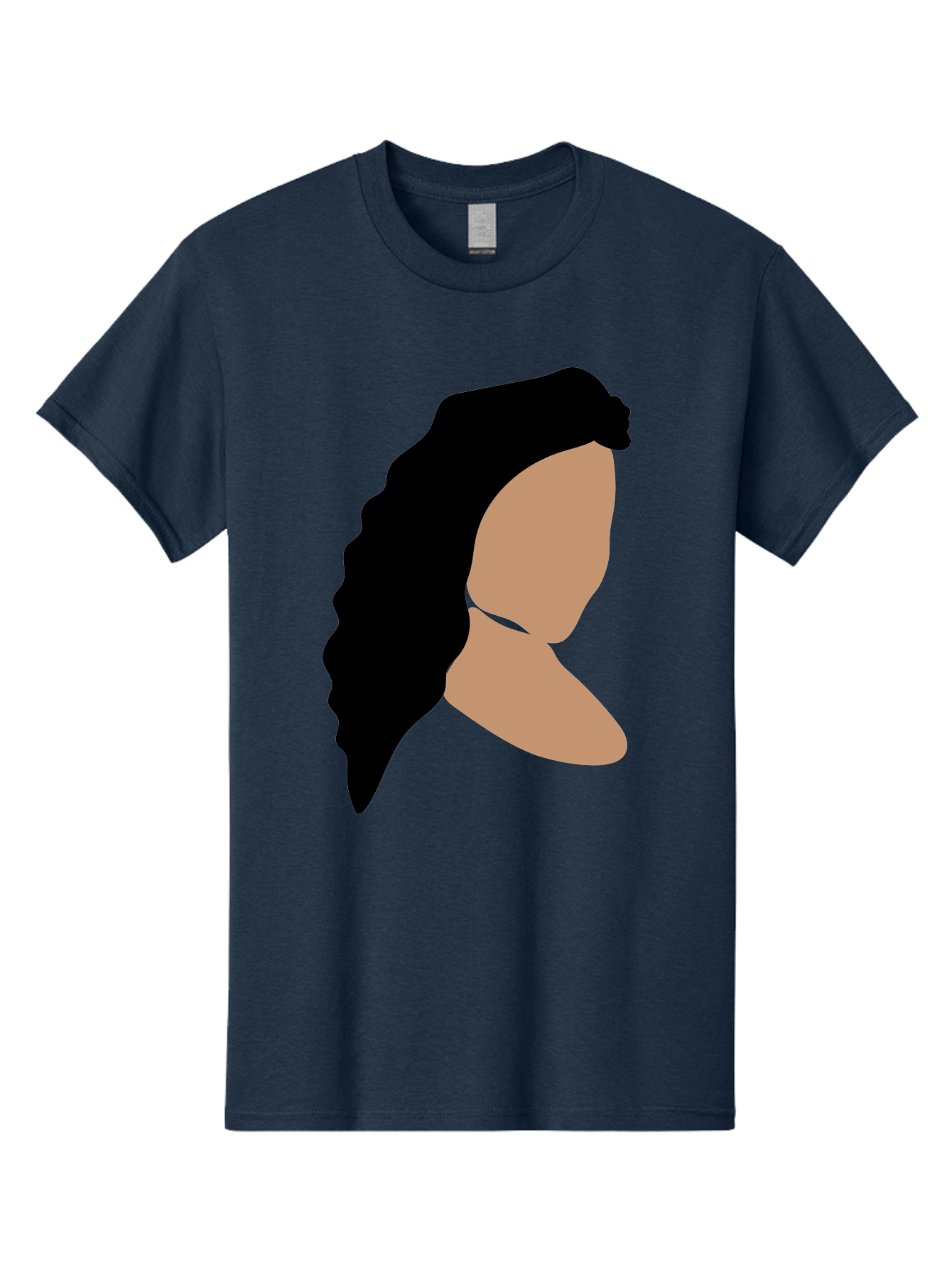 Woman-With-Faceless-Profile Men'S Graphic Tee, 100% Cotton, Comfortable Casual Summer Wear, Machine Washable, Woman With Long Hair, Female Profile, Abstract Portrait, Minimalist Design, Modern Art, Digital Illustration, Simple Shapes, Aae071