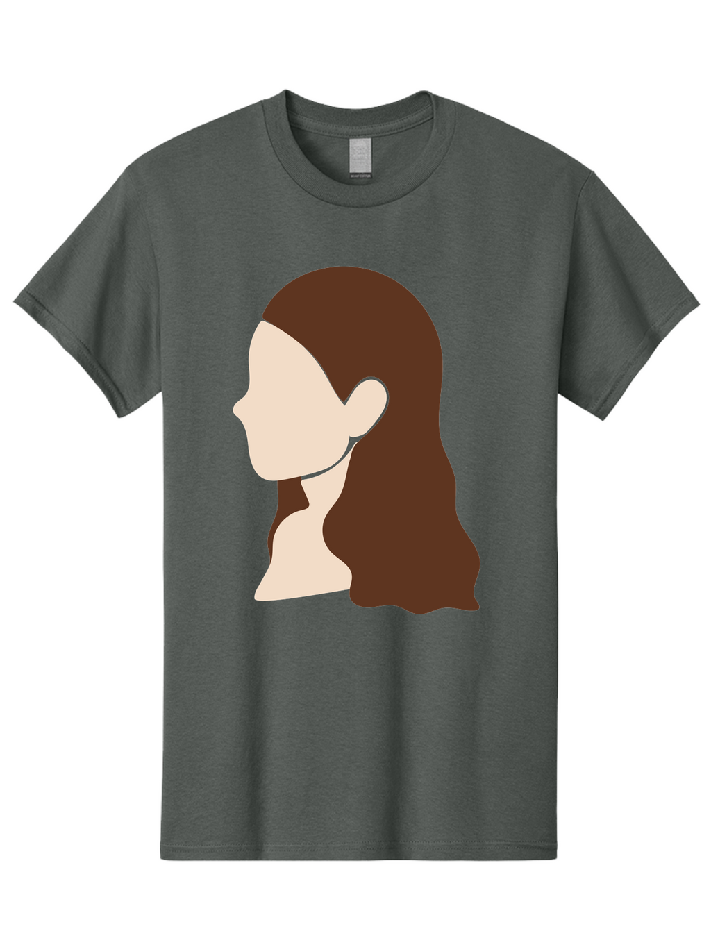 Woman-With-Long-Hair-1 Men'S Graphic Tee, 100% Cotton, Comfortable Casual Summer Wear, Machine Washable, Female Profile, Long Brown Hair, Minimalist Illustration, Simple Graphics, Profile View, Elegant Hairstyle, Digital Art, Aae079