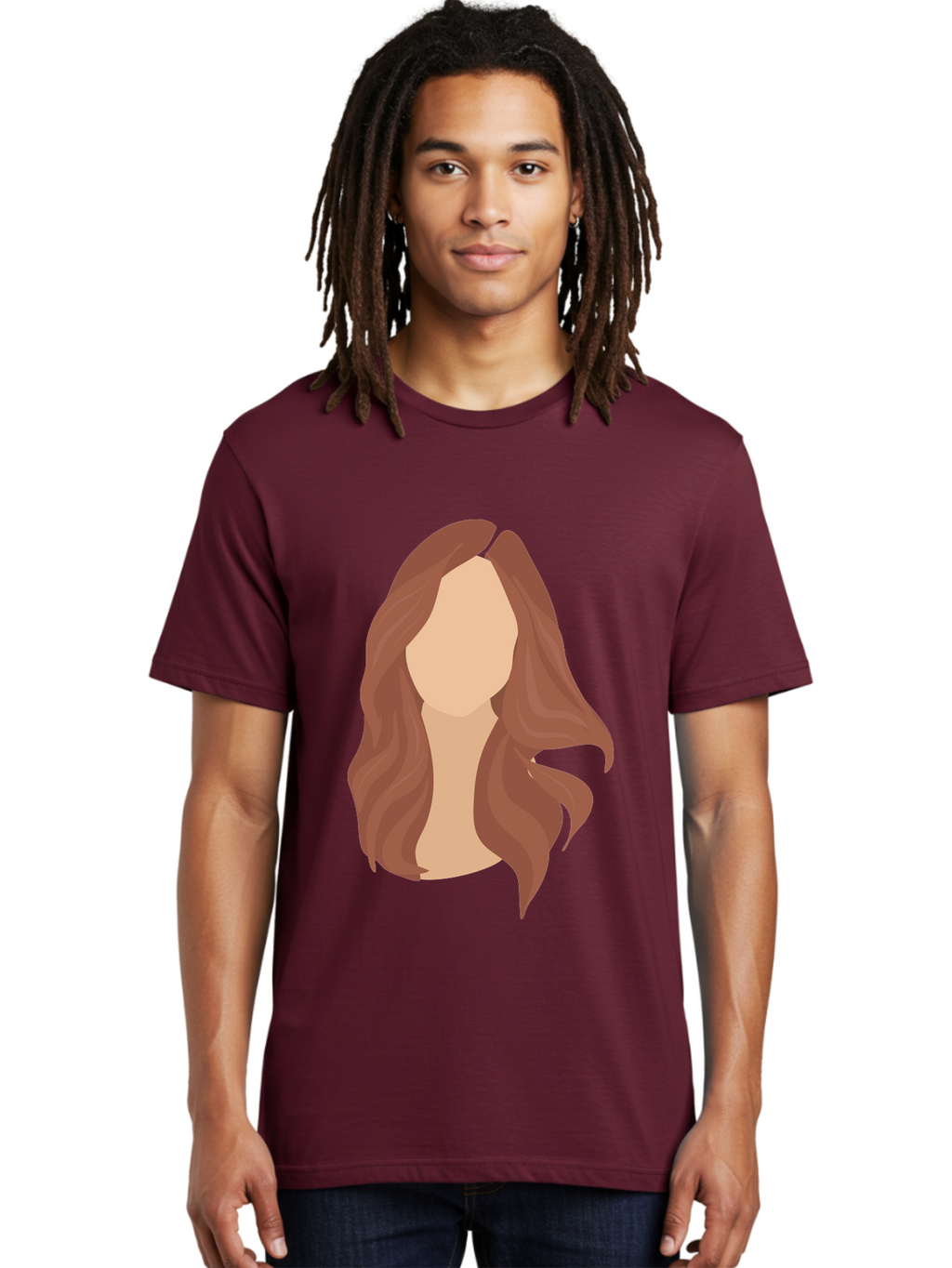 Woman-With-Long-Hair-2 Men'S Graphic Tee, 100% Cotton, Comfortable Casual Summer Wear, Machine Washable, Long Wavy Hair, Brunette Woman, Faceless Portrait, Hair Texture, Wavy Locks, Beauty Illustration, Hairstyle Inspiration, Hair Care Aae080