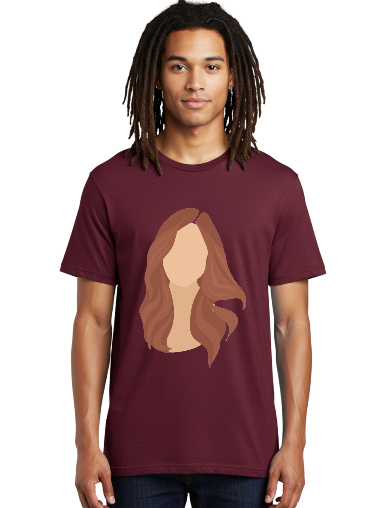 Woman-With-Long-Hair-2 Men'S Graphic Tee, 100% Cotton, Comfortable Casual Summer Wear, Machine Washable, Long Wavy Hair, Brunette Woman, Faceless Portrait, Hair Texture, Wavy Locks, Beauty Illustration, Hairstyle Inspiration, Hair Care Aae080