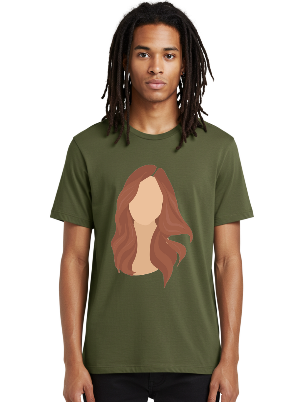 Woman-With-Long-Hair-2 Men'S Graphic Tee, 100% Cotton, Comfortable Casual Summer Wear, Machine Washable, Long Wavy Hair, Brunette Woman, Faceless Portrait, Hair Texture, Wavy Locks, Beauty Illustration, Hairstyle Inspiration, Hair Care Aae080
