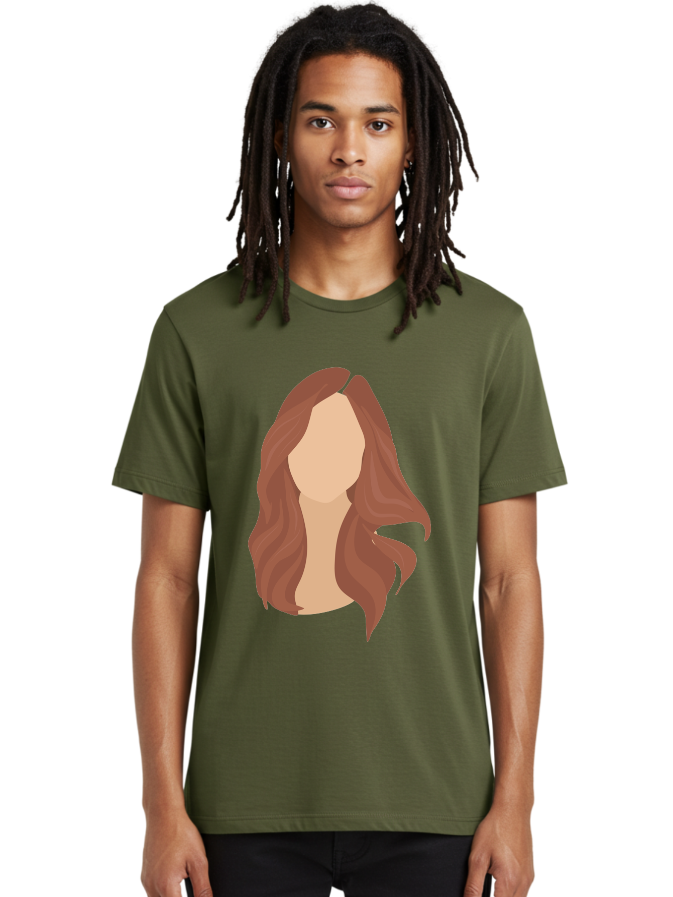Woman-With-Long-Hair-2 Men'S Graphic Tee, 100% Cotton, Comfortable Casual Summer Wear, Machine Washable, Long Wavy Hair, Brunette Woman, Faceless Portrait, Hair Texture, Wavy Locks, Beauty Illustration, Hairstyle Inspiration, Hair Care Aae080