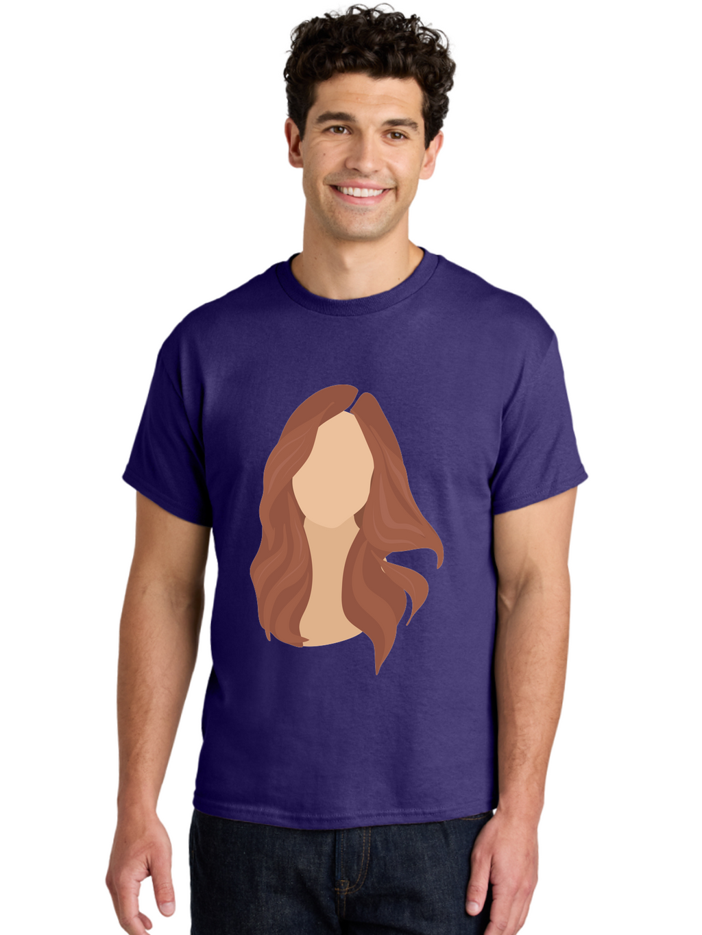 Woman-With-Long-Hair-2 Men'S Graphic Tee, 100% Cotton, Comfortable Casual Summer Wear, Machine Washable, Long Wavy Hair, Brunette Woman, Faceless Portrait, Hair Texture, Wavy Locks, Beauty Illustration, Hairstyle Inspiration, Hair Care Aae080