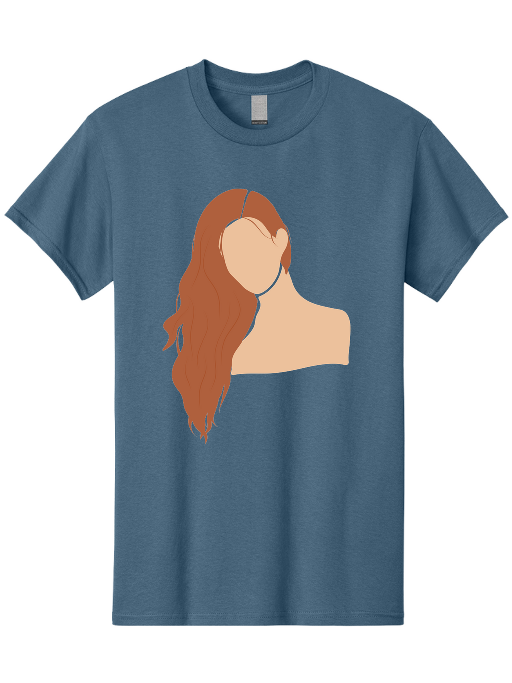 Woman-With-Long-Hair Men'S Graphic Tee, 100% Cotton, Comfortable Casual Summer Wear, Machine Washable, Woman With Long Hair, Red Hair, Shoulder-Length Locks, Faceless Portrait, Minimalist Art, Simple Shapes, Elegant Hairstyle, Aae081