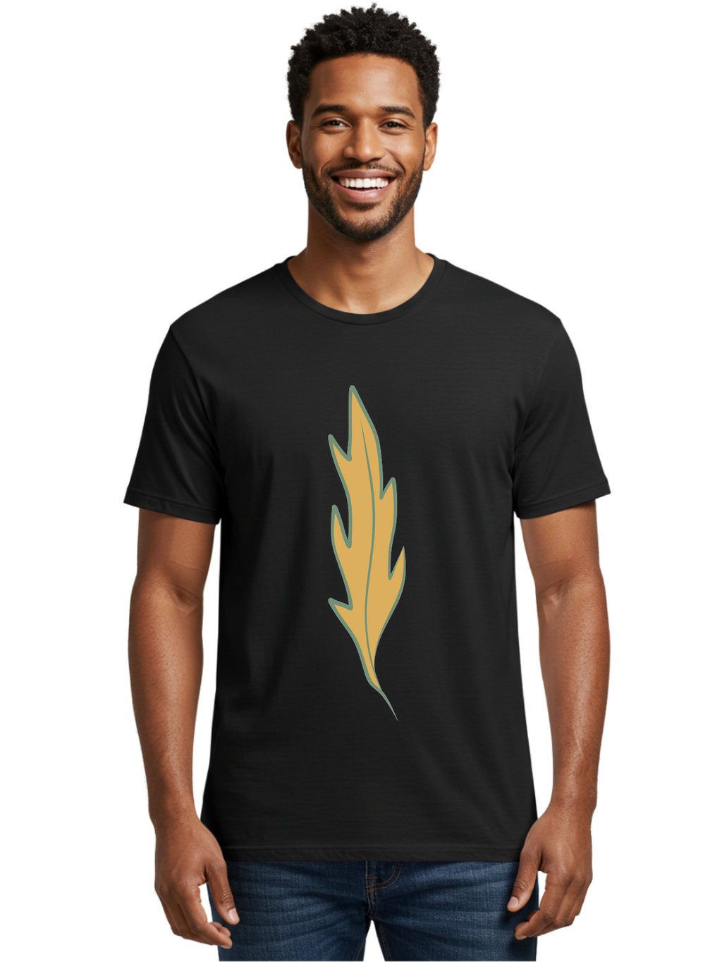 Yellow-Leaf-1 Men'S Graphic Tee, 100% Cotton, Comfortable Casual Summer Wear, Machine Washable, Autumn Leaf, Fall Foliage, Yellow Leaf, Oak Tree, Natural Design, Leaf Illustration, Seasonal Symbol, Botanical Icon, Vibrant Color Aae085