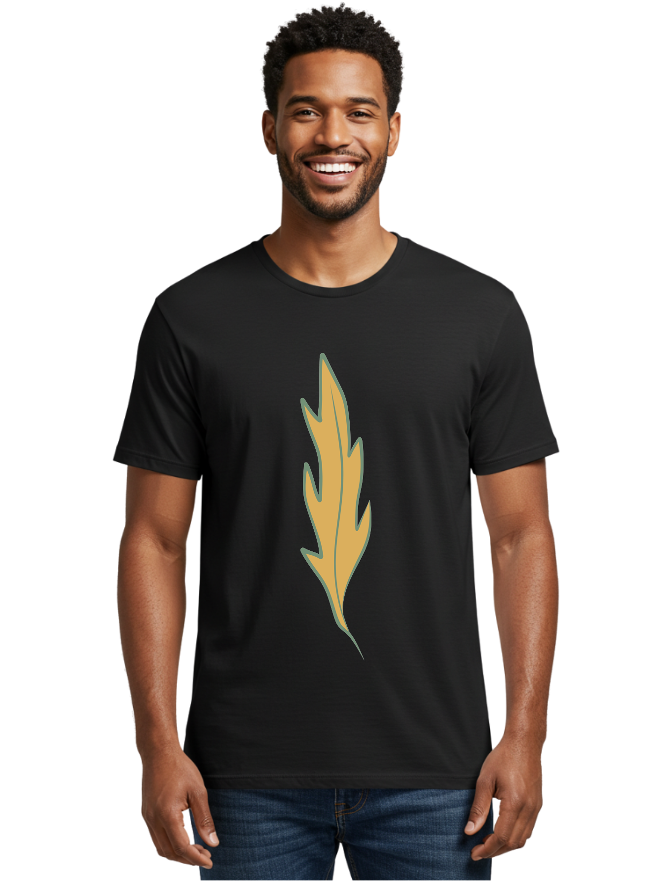 Yellow-Leaf-1 Men'S Graphic Tee, 100% Cotton, Comfortable Casual Summer Wear, Machine Washable, Autumn Leaf, Fall Foliage, Yellow Leaf, Oak Tree, Natural Design, Leaf Illustration, Seasonal Symbol, Botanical Icon, Vibrant Color Aae085