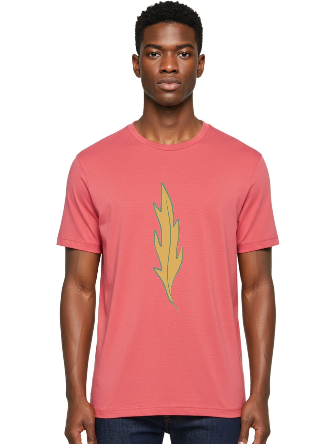 Yellow-Leaf-1 Men'S Graphic Tee, 100% Cotton, Comfortable Casual Summer Wear, Machine Washable, Autumn Leaf, Fall Foliage, Yellow Leaf, Oak Tree, Natural Design, Leaf Illustration, Seasonal Symbol, Botanical Icon, Vibrant Color Aae085