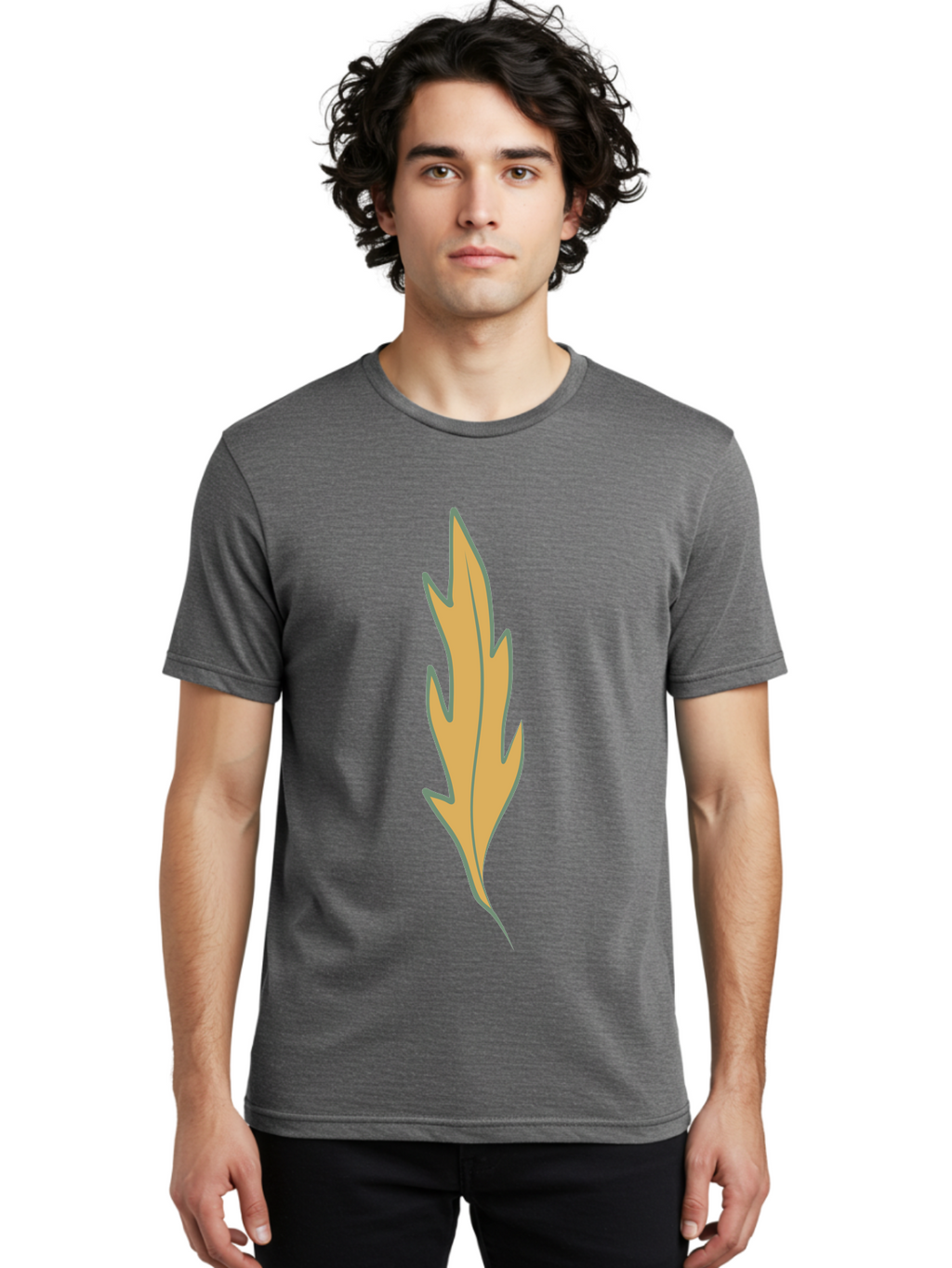 Yellow-Leaf-1 Men'S Graphic Tee, 100% Cotton, Comfortable Casual Summer Wear, Machine Washable, Autumn Leaf, Fall Foliage, Yellow Leaf, Oak Tree, Natural Design, Leaf Illustration, Seasonal Symbol, Botanical Icon, Vibrant Color Aae085