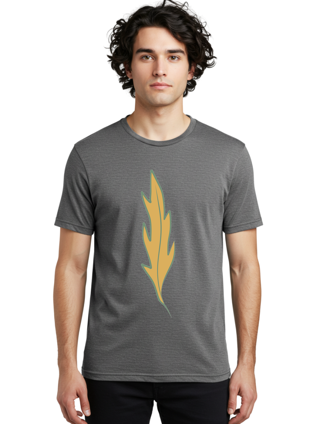 Yellow-Leaf-1 Men'S Graphic Tee, 100% Cotton, Comfortable Casual Summer Wear, Machine Washable, Autumn Leaf, Fall Foliage, Yellow Leaf, Oak Tree, Natural Design, Leaf Illustration, Seasonal Symbol, Botanical Icon, Vibrant Color Aae085