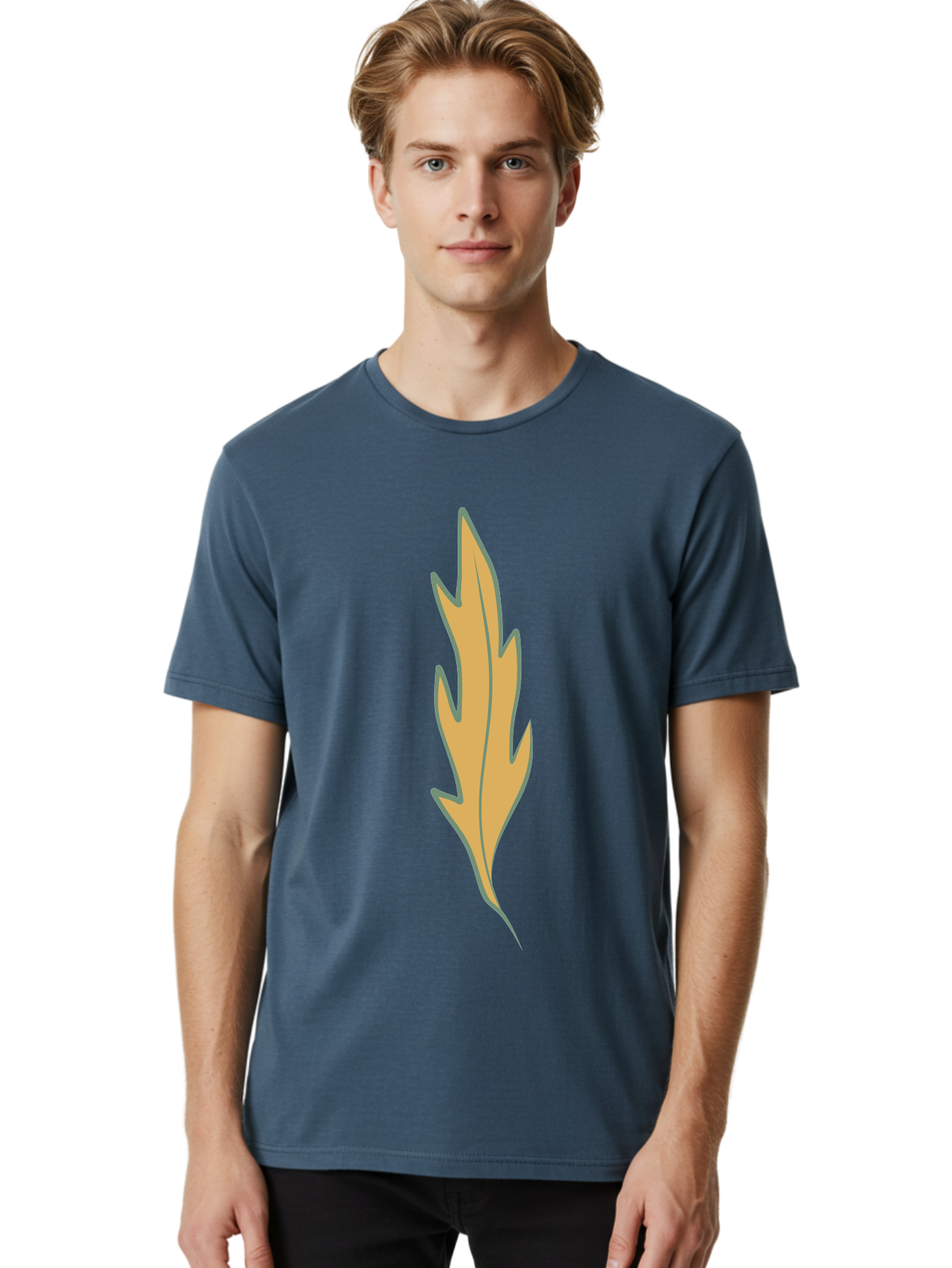 Yellow-Leaf-1 Men'S Graphic Tee, 100% Cotton, Comfortable Casual Summer Wear, Machine Washable, Autumn Leaf, Fall Foliage, Yellow Leaf, Oak Tree, Natural Design, Leaf Illustration, Seasonal Symbol, Botanical Icon, Vibrant Color Aae085