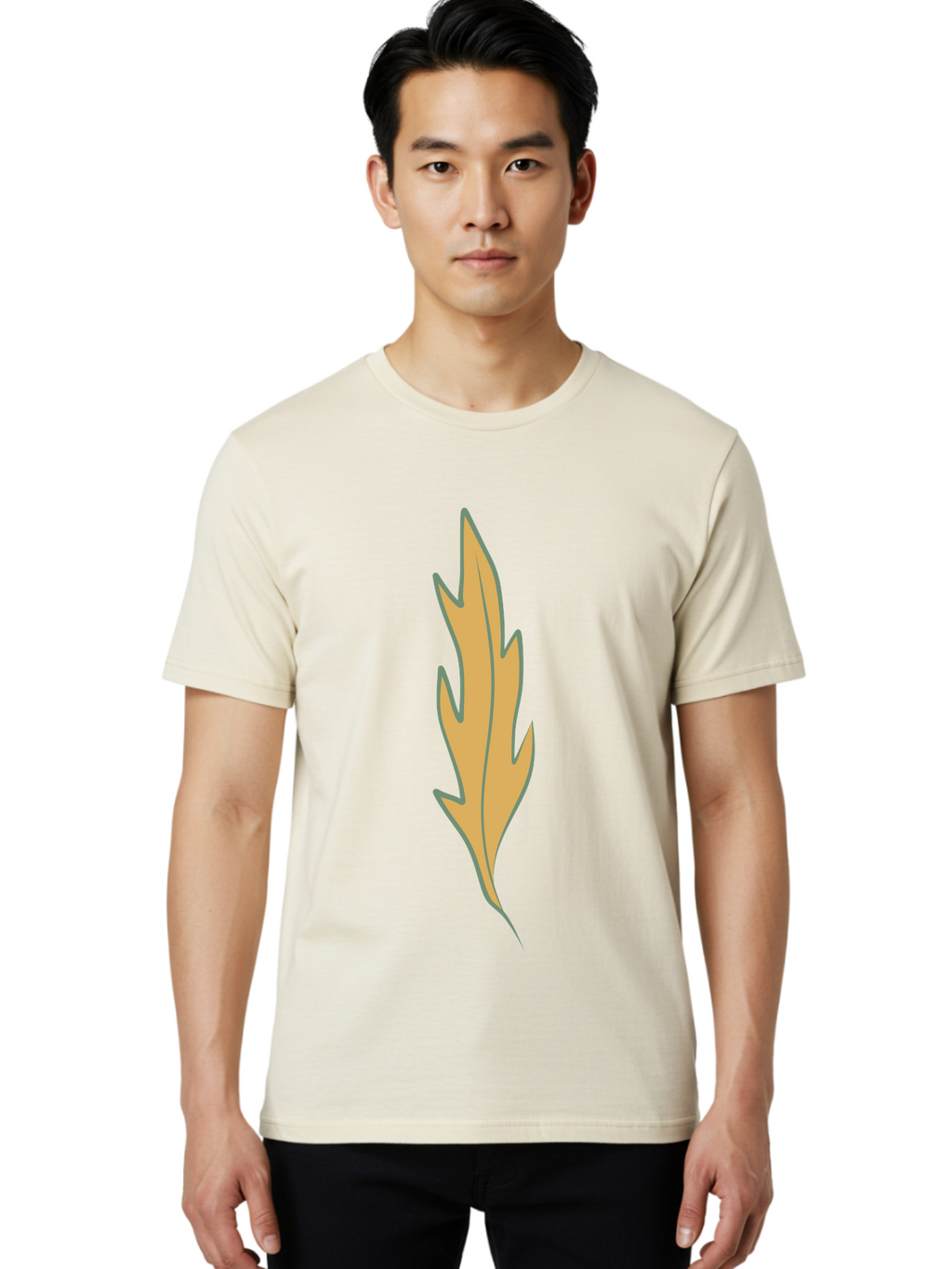 Yellow-Leaf-1 Men'S Graphic Tee, 100% Cotton, Comfortable Casual Summer Wear, Machine Washable, Autumn Leaf, Fall Foliage, Yellow Leaf, Oak Tree, Natural Design, Leaf Illustration, Seasonal Symbol, Botanical Icon, Vibrant Color Aae085