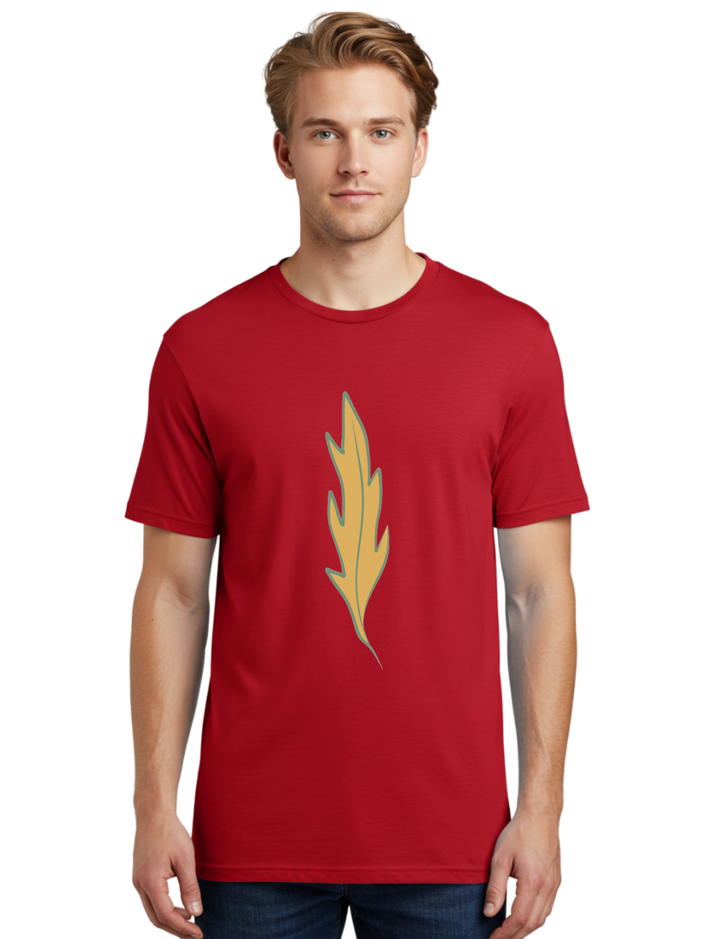 Yellow-Leaf-1 Men'S Graphic Tee, 100% Cotton, Comfortable Casual Summer Wear, Machine Washable, Autumn Leaf, Fall Foliage, Yellow Leaf, Oak Tree, Natural Design, Leaf Illustration, Seasonal Symbol, Botanical Icon, Vibrant Color Aae085