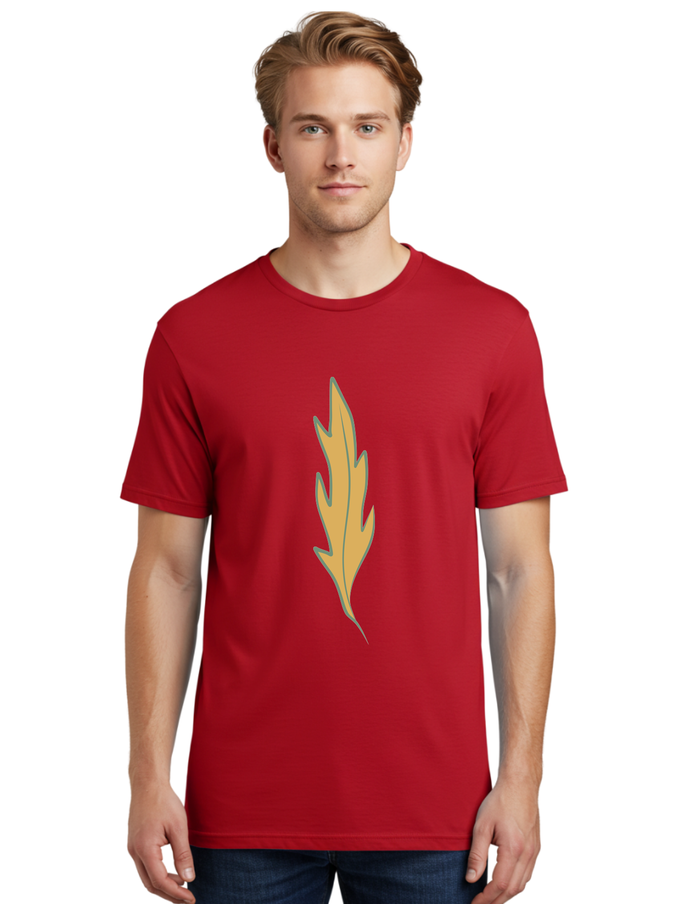 Yellow-Leaf-1 Men'S Graphic Tee, 100% Cotton, Comfortable Casual Summer Wear, Machine Washable, Autumn Leaf, Fall Foliage, Yellow Leaf, Oak Tree, Natural Design, Leaf Illustration, Seasonal Symbol, Botanical Icon, Vibrant Color Aae085